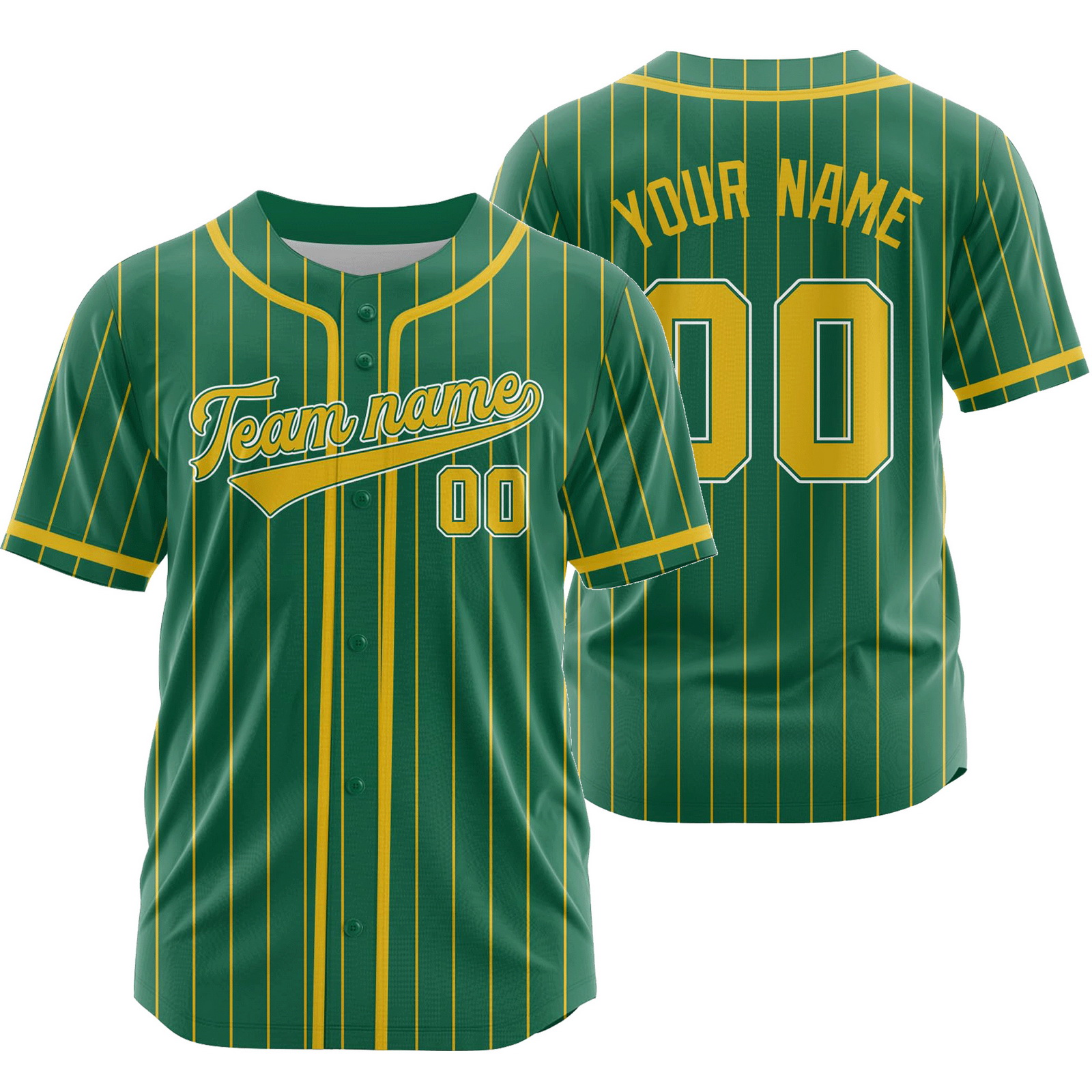 Custom Green L Striped Baseball Jersey Team Softball Shirt