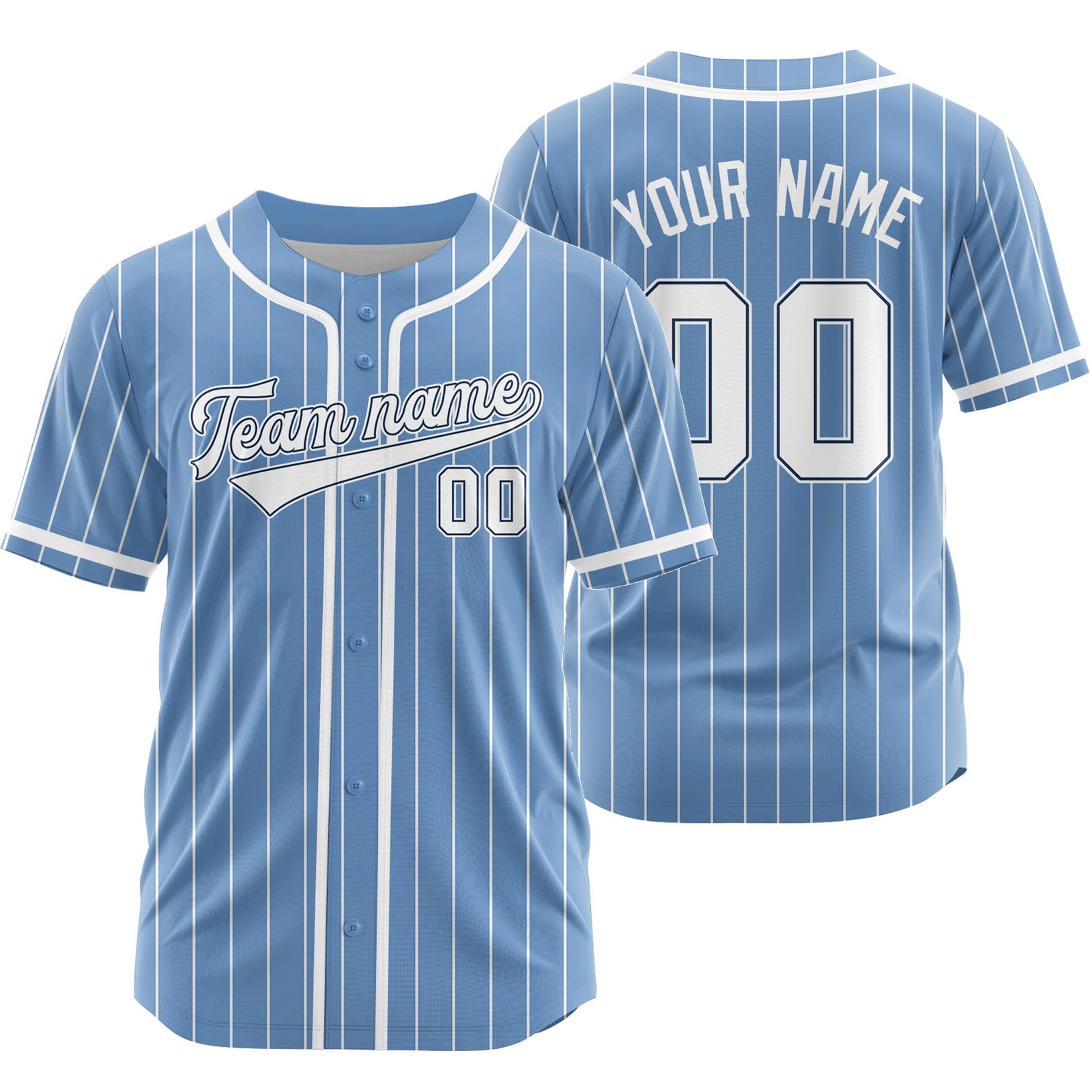 Custom Blue A Striped Baseball Jersey Team Softball Shirt