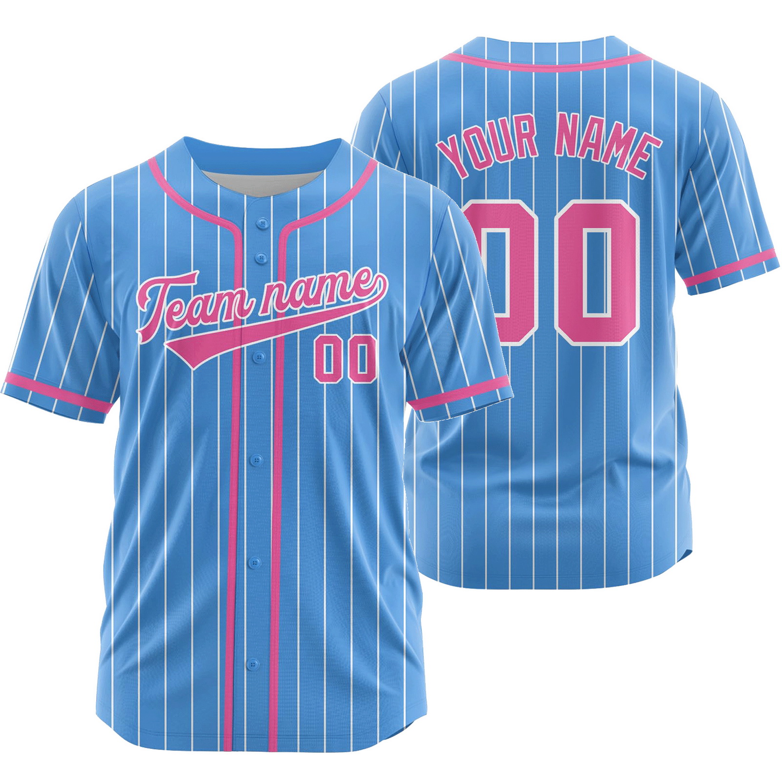 Custom Blue Pink Striped Baseball Jersey Team Softball Shirt