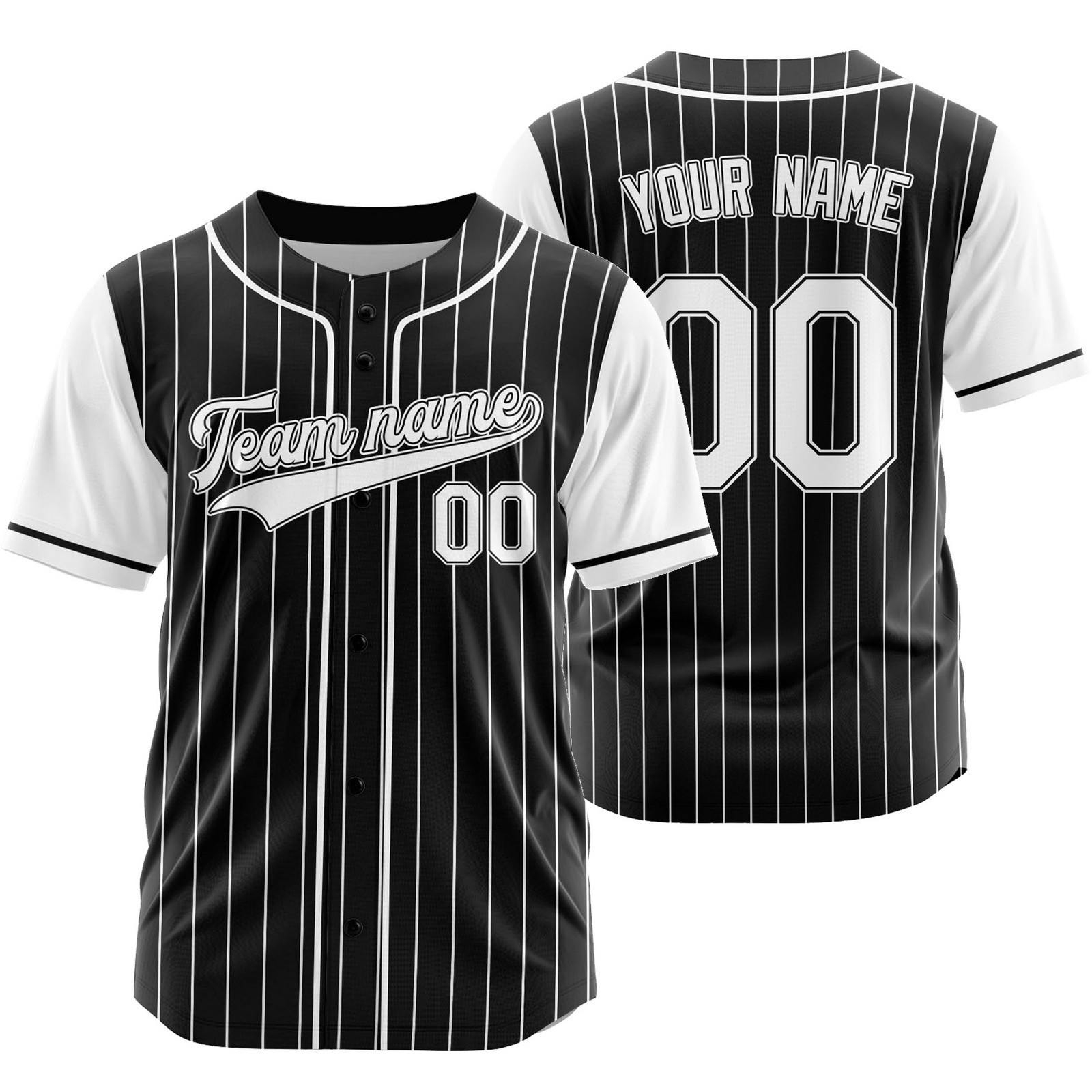 Custom Black White Striped Baseball Jersey Team Softball Shirt
