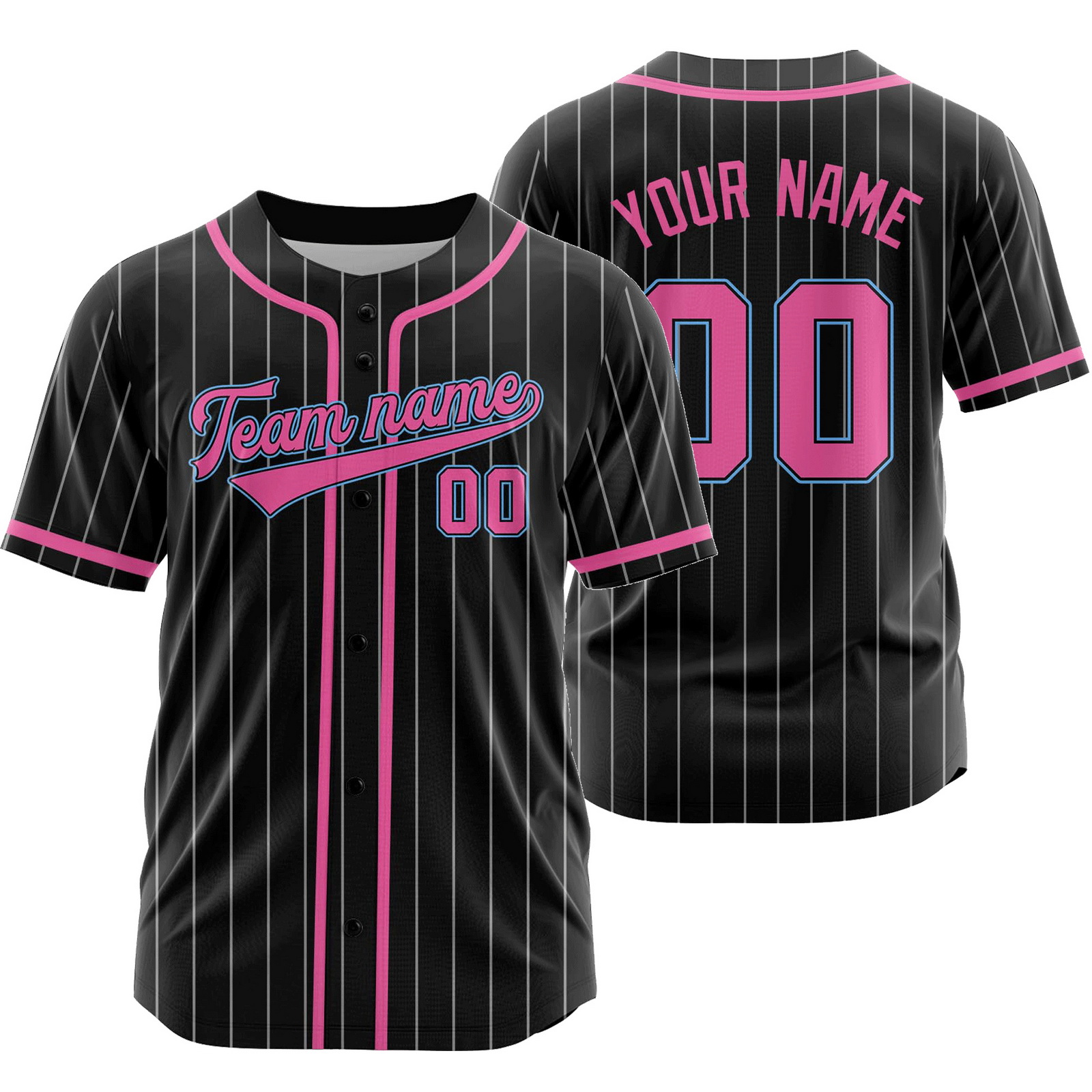 Custom Black Pink Striped Baseball Jersey Team Softball Shirt