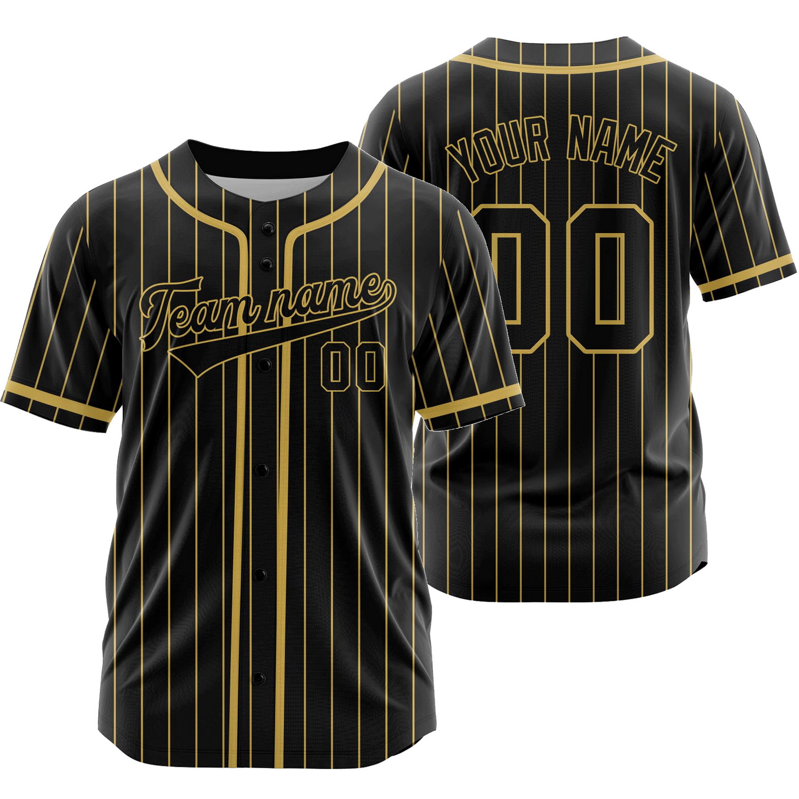 Custom Black Gold Striped Baseball Jersey Team Softball Shirt