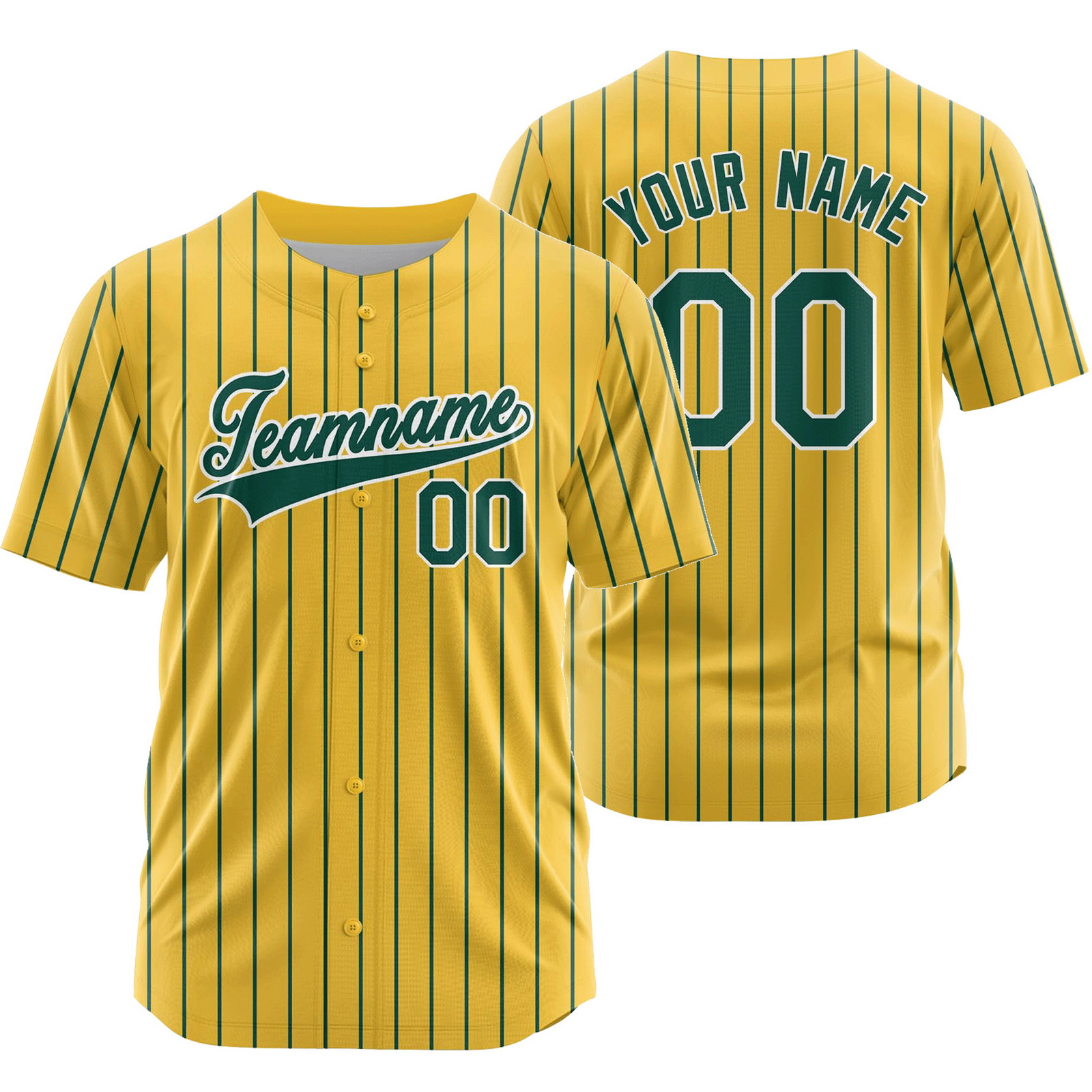 Custom Yellow Green Striped Baseball Jersey Sport Softball Shirt