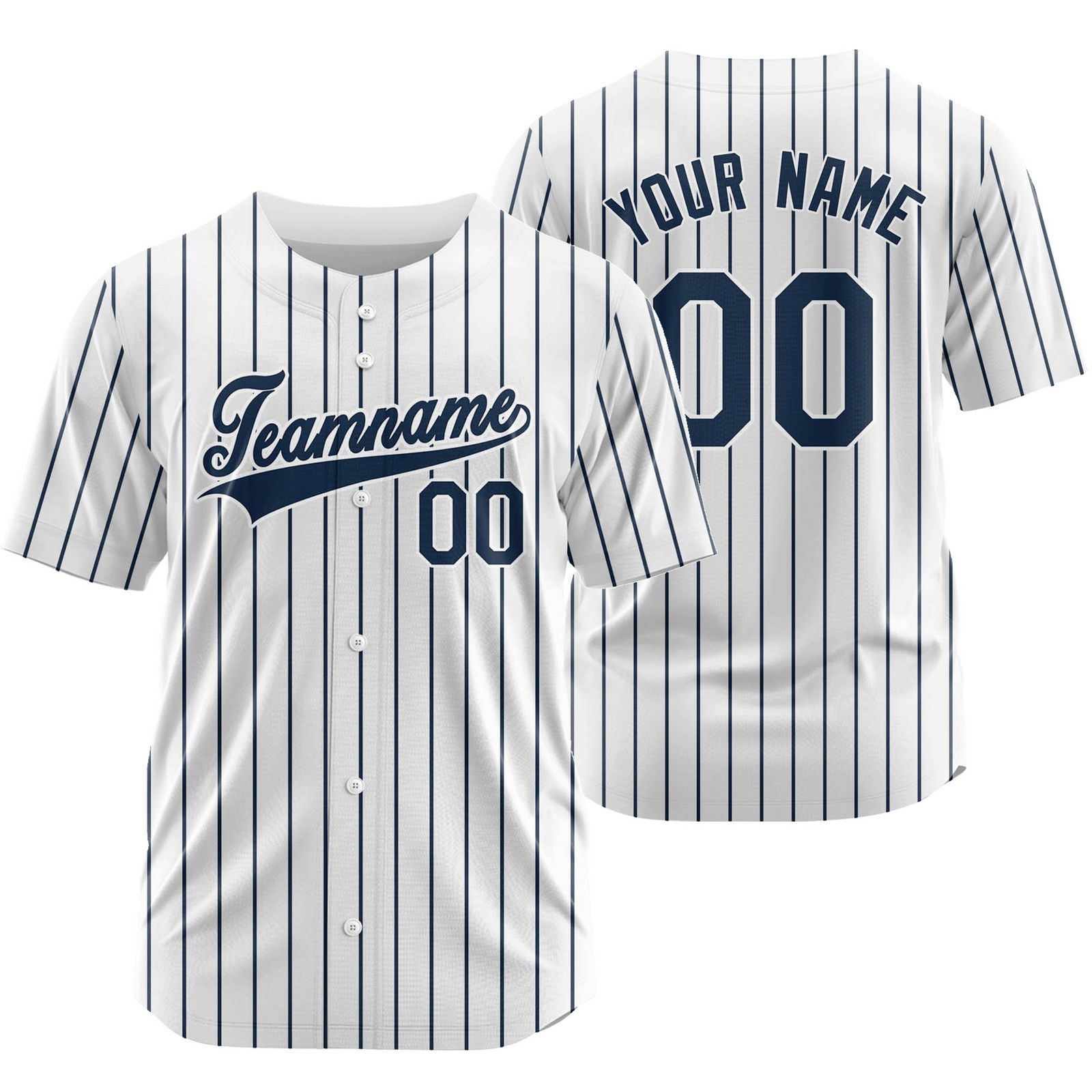 Custom White Navy Striped Baseball Jersey Sport Softball Shirt