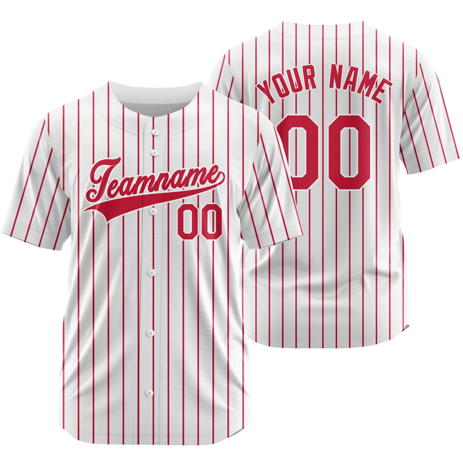 Custom White Red Striped Baseball Jersey Sport Softball Shirt