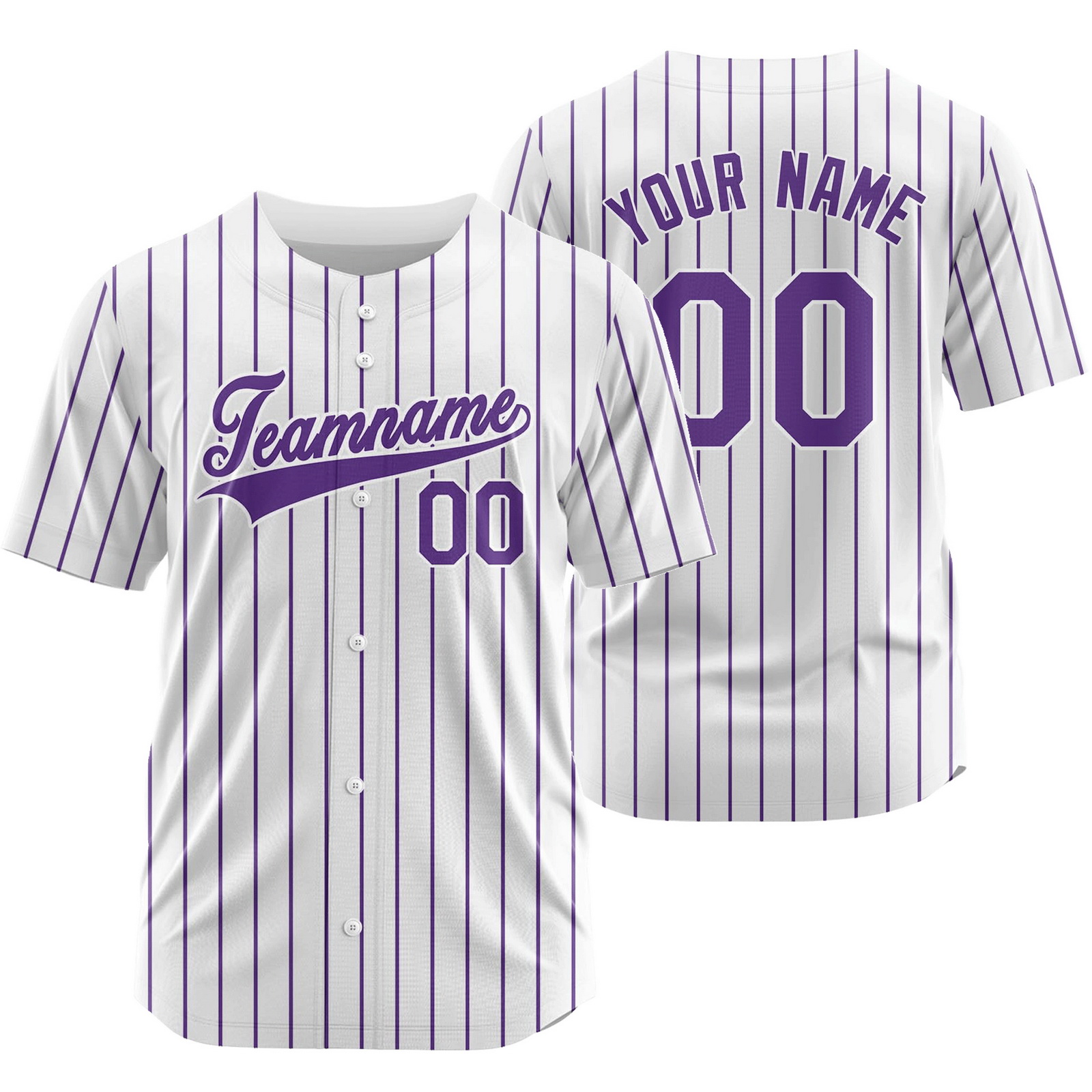 Custom White Purple Striped Baseball Jersey Sport Softball Shirt
