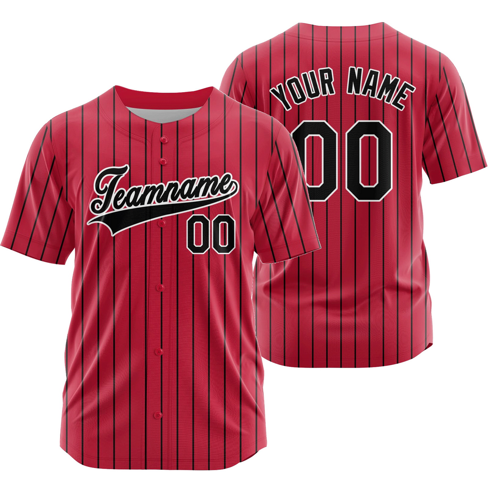 Custom Red Black Striped Baseball Jersey Sport Softball Shirt