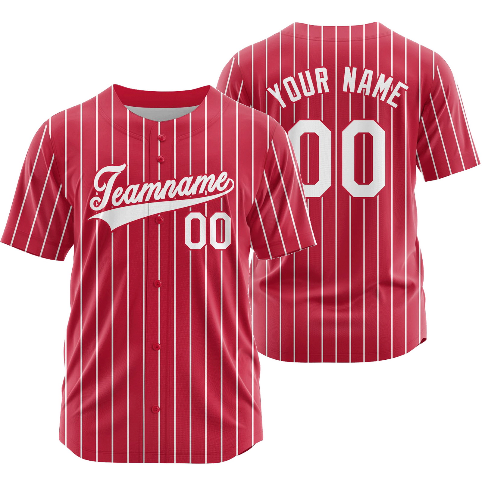 Custom Red White Striped Baseball Jersey Sport Softball Shirt