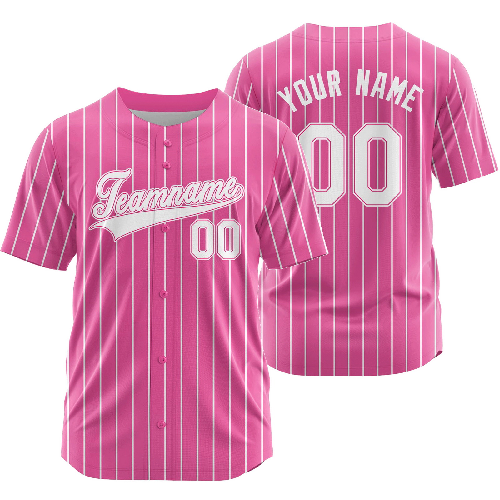 Custom Pink White Striped Baseball Jersey Sport Softball Shirt