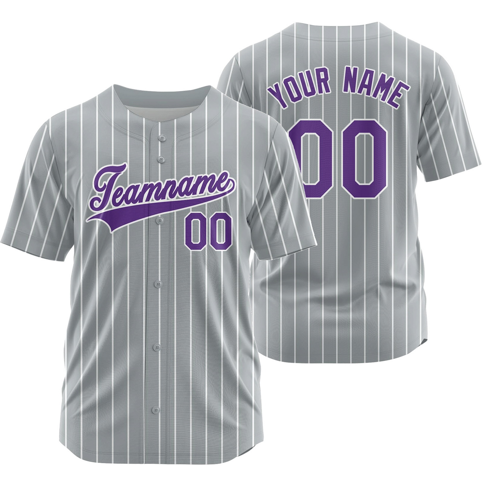 Custom Grey Purple Striped Baseball Jersey Sport Softball Shirt