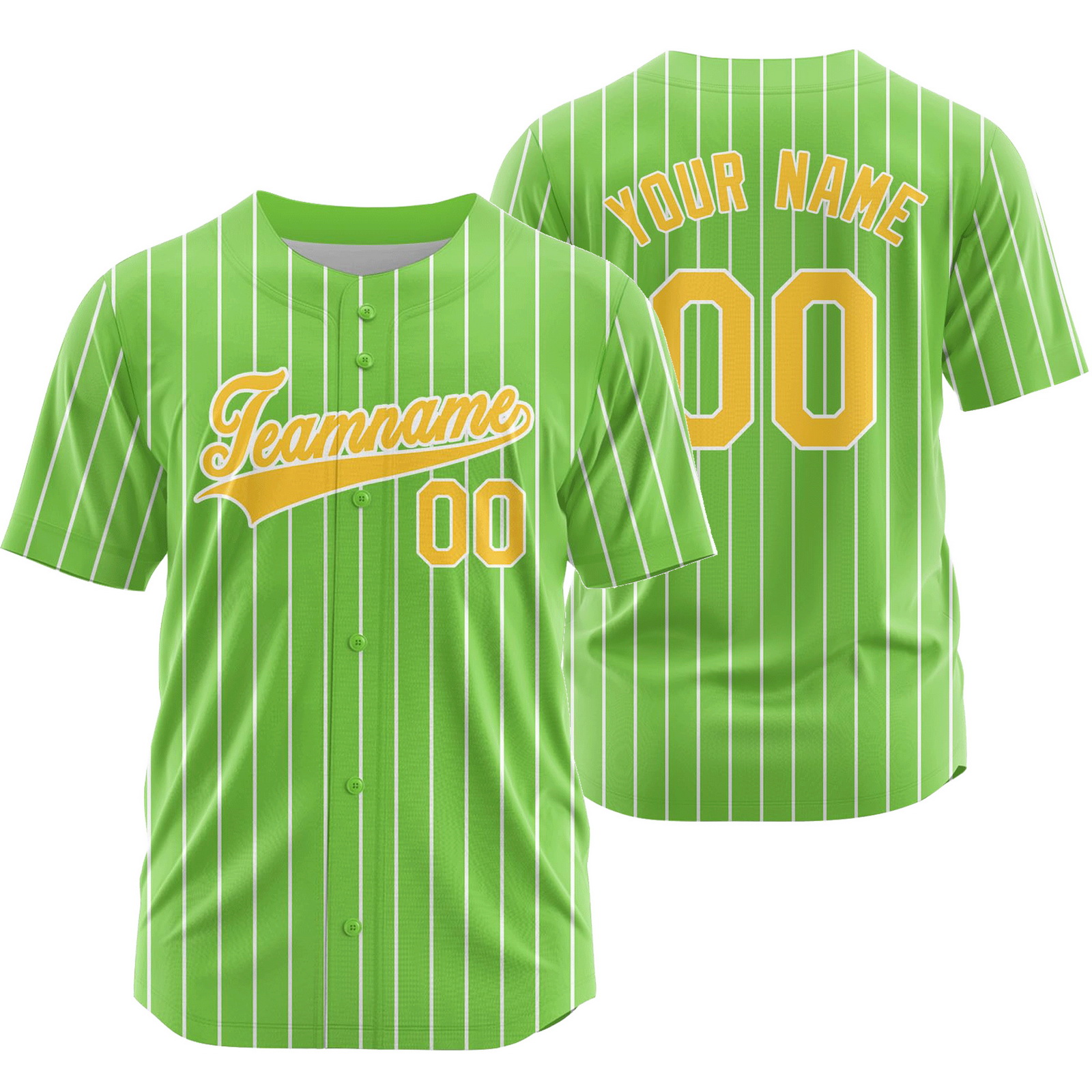 Custom Neon Green Striped Baseball Jersey Sport Softball Shirt