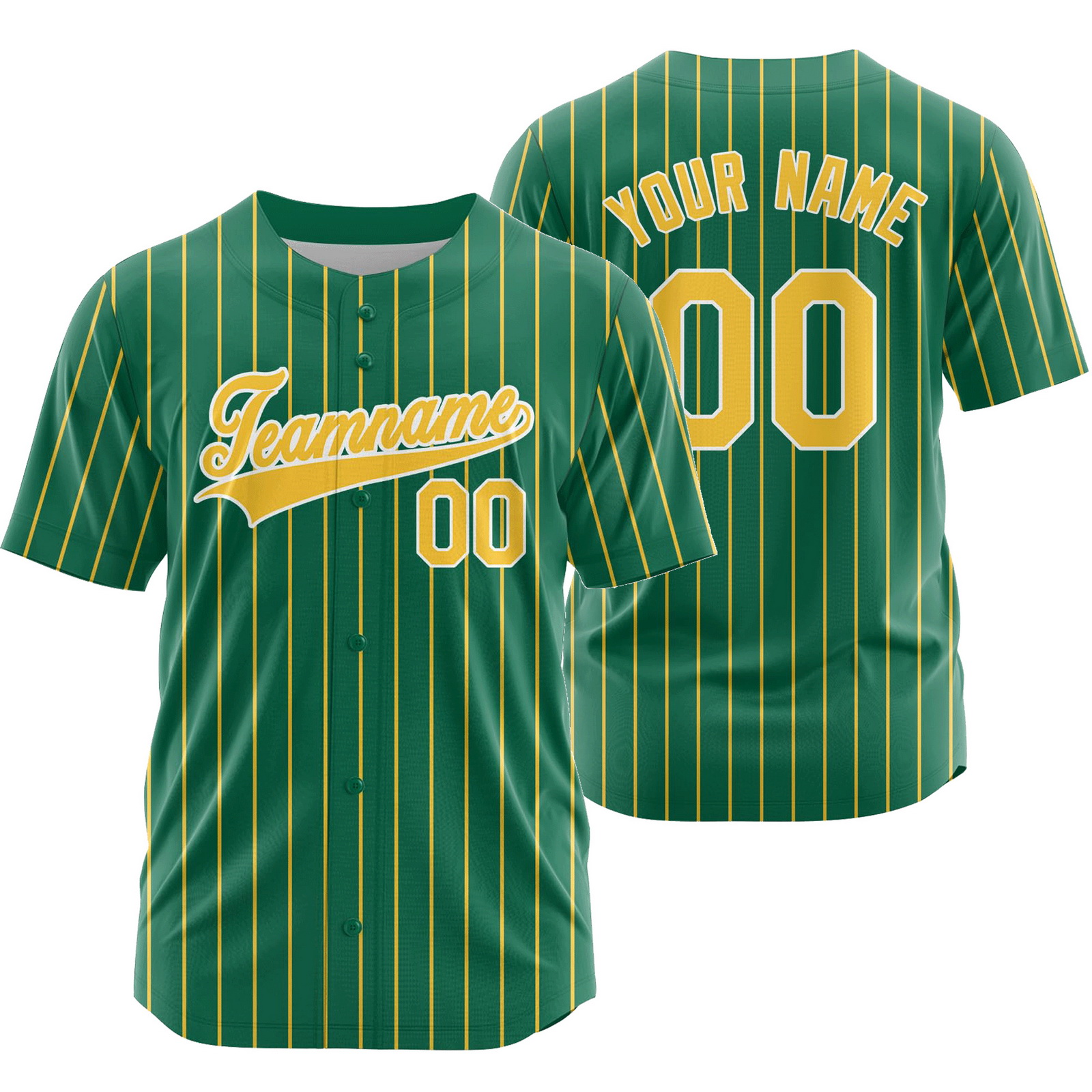 Custom Green Yellow Striped Baseball Jersey Sport Softball Shirt