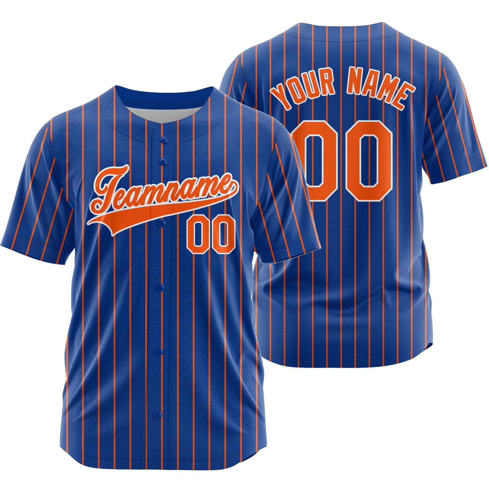 Custom Blue Orange Striped Baseball Jersey Sport Softball Shirt