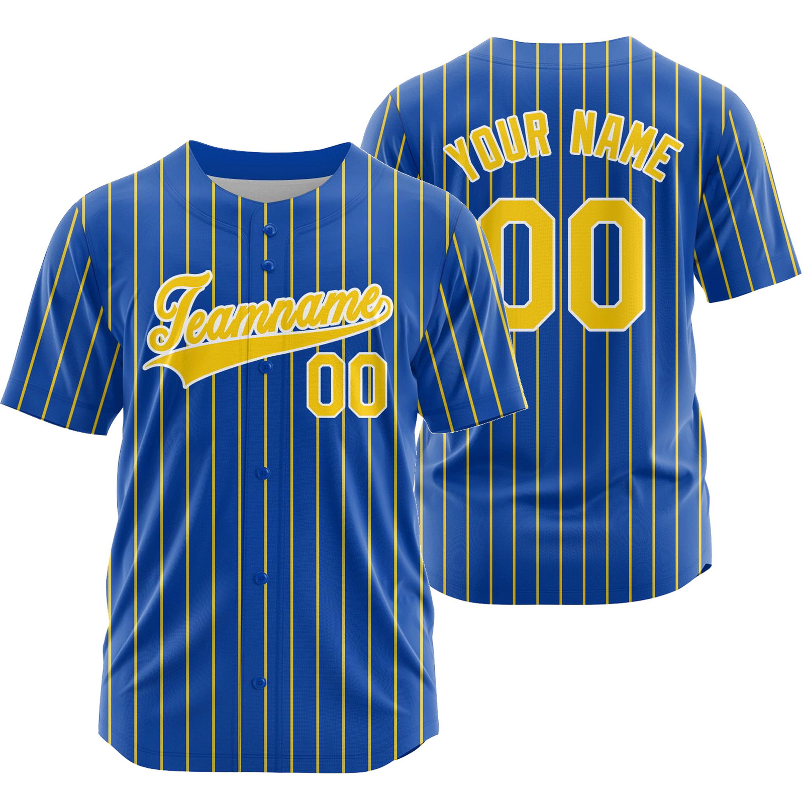 Custom Blue Yellow Striped Baseball Jersey Sport Softball Shirt