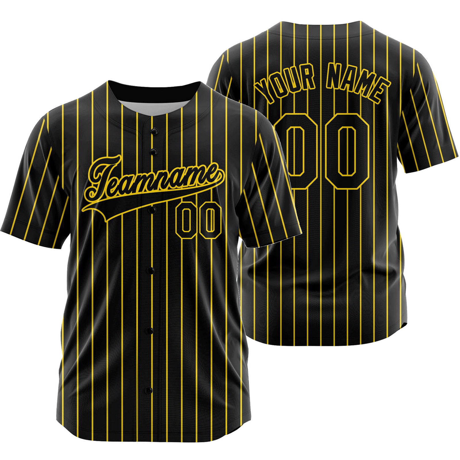 Custom Black Gold Striped Baseball Jersey Sport Softball Shirt