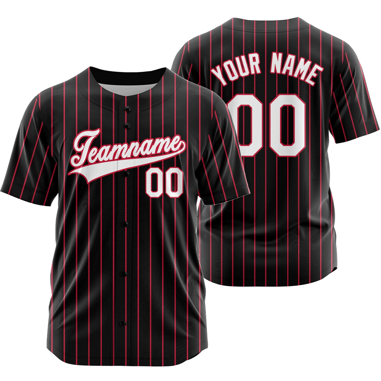 Custom Black Red Striped Baseball Jersey Sport Softball Shirt