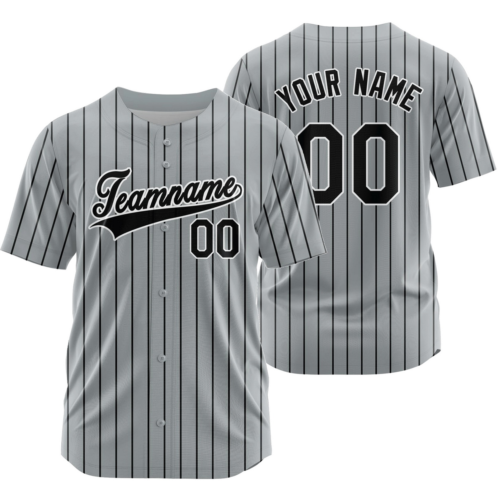 Custom Grey Black Striped Baseball Jersey Sport Softball Shirt