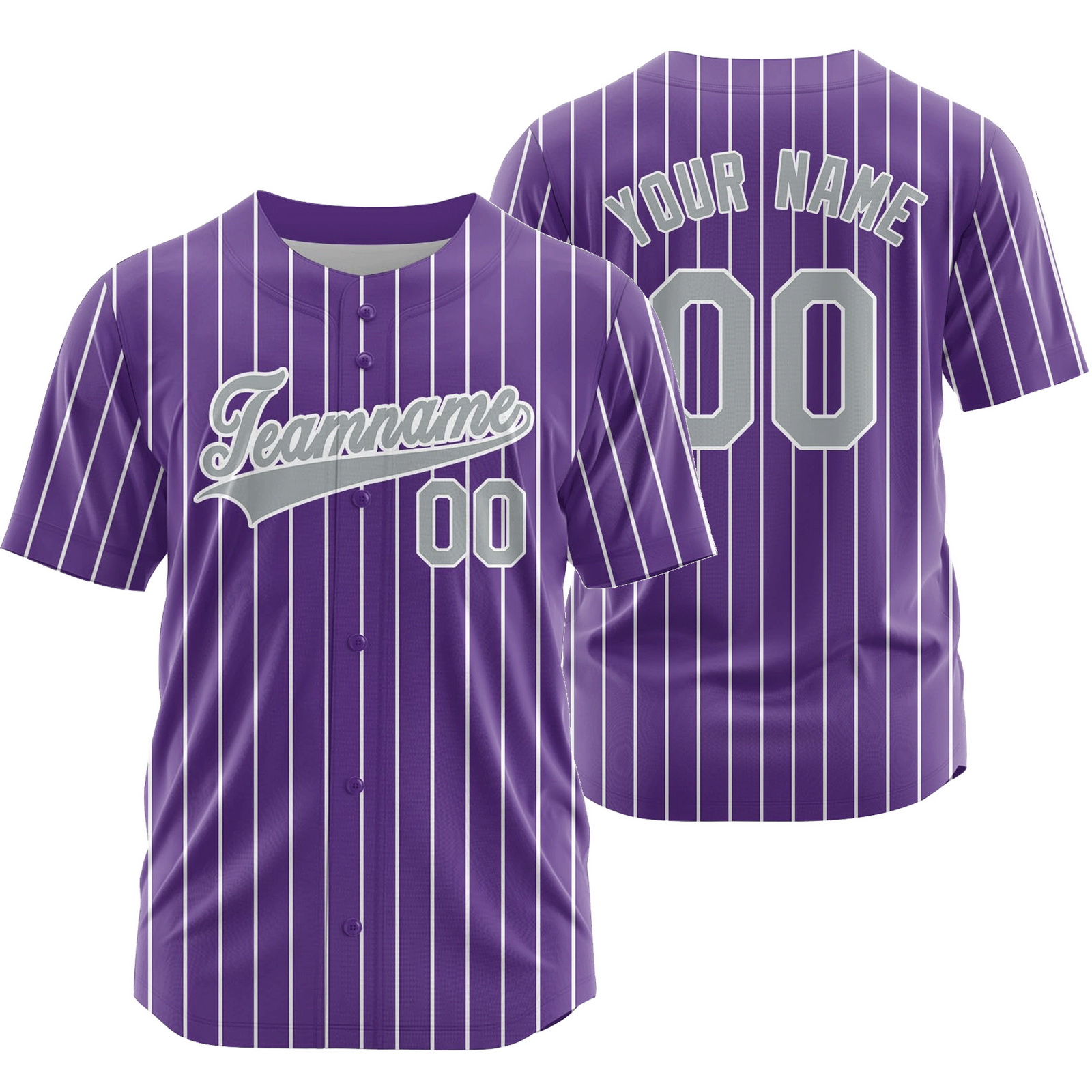Custom Purple Gray Striped Baseball Jersey Sport Softball Shirt