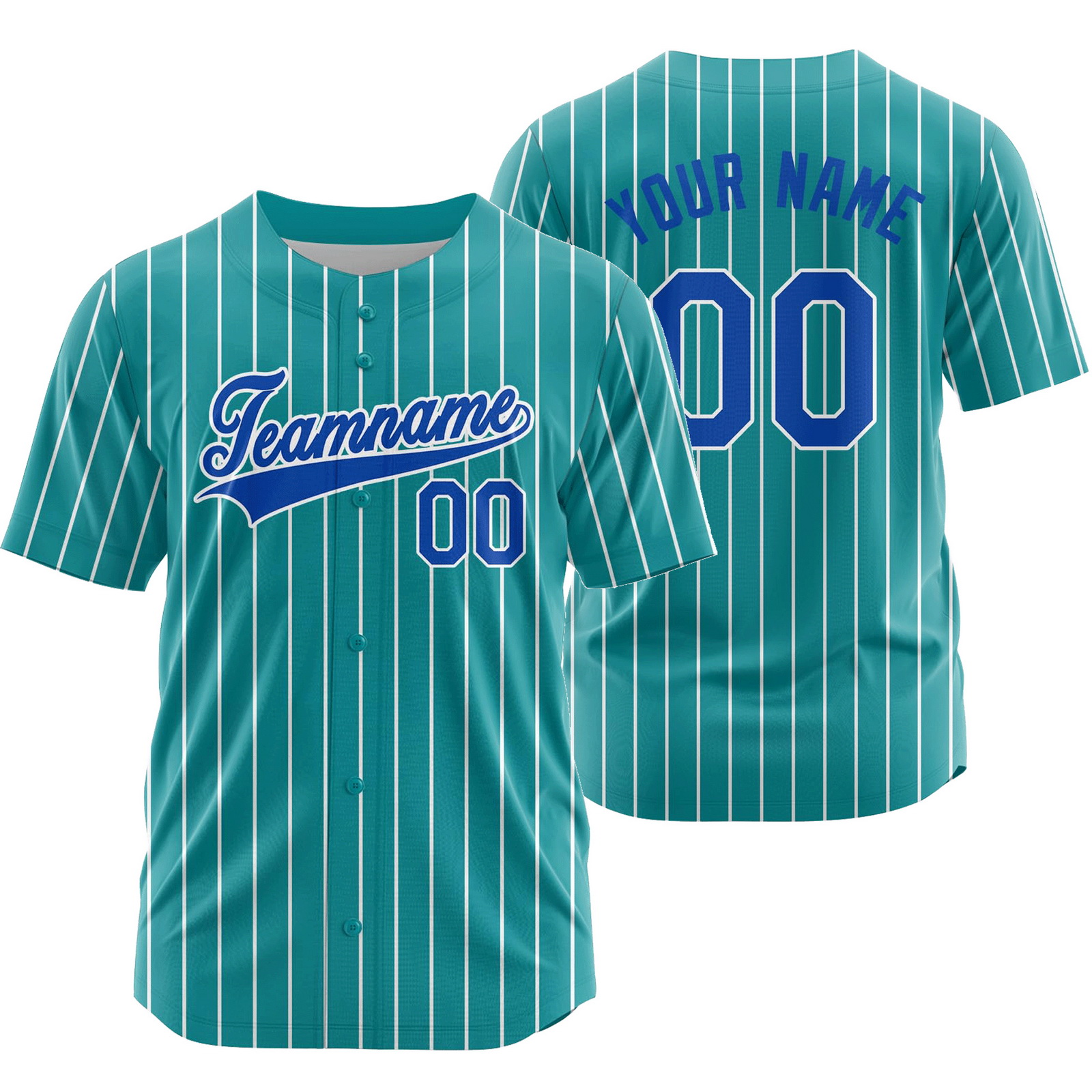 Custom Teal Blue Striped Baseball Jersey Sport Softball Shirt