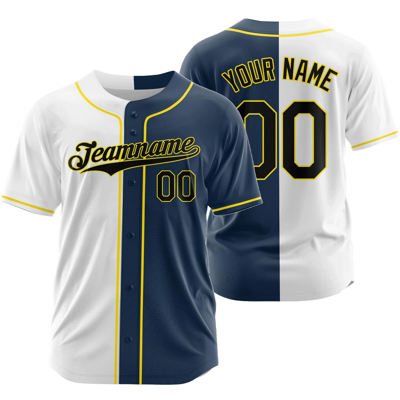 Custom White Gray Split Baseball Jersey Half and Half Shirt