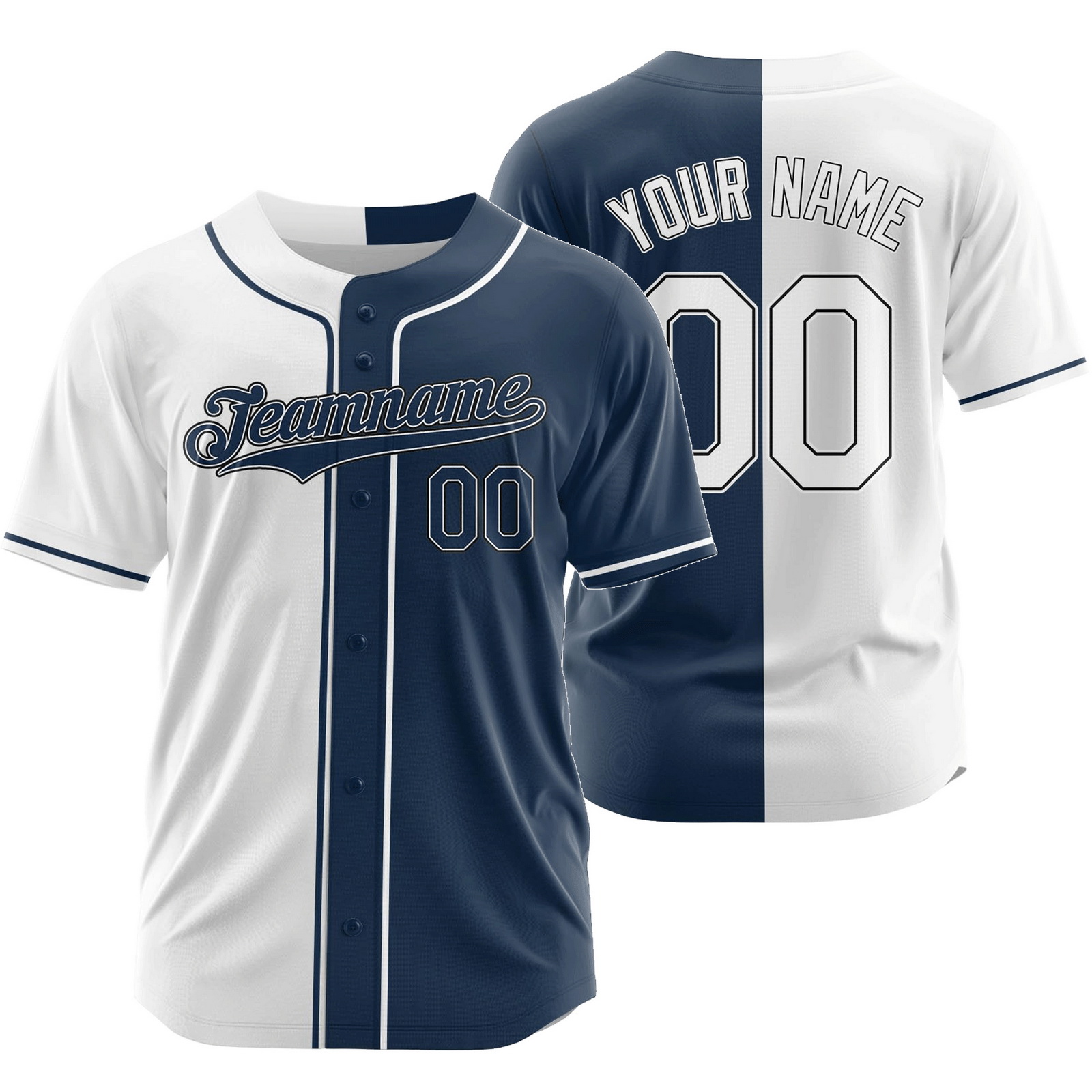 Custom White Gray Z Split Baseball Jersey Half and Half Shirt