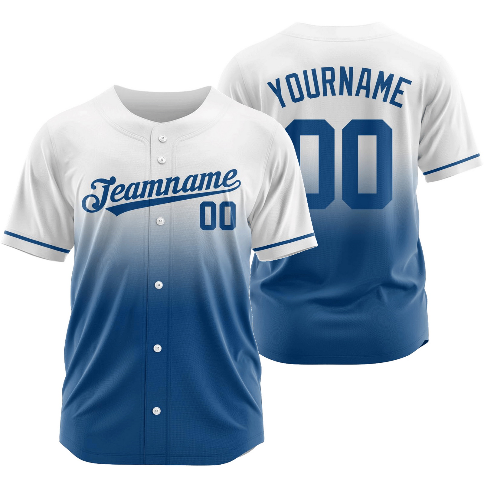 Custom White Blue Gradient Baseball Jersey Game Day Shirt