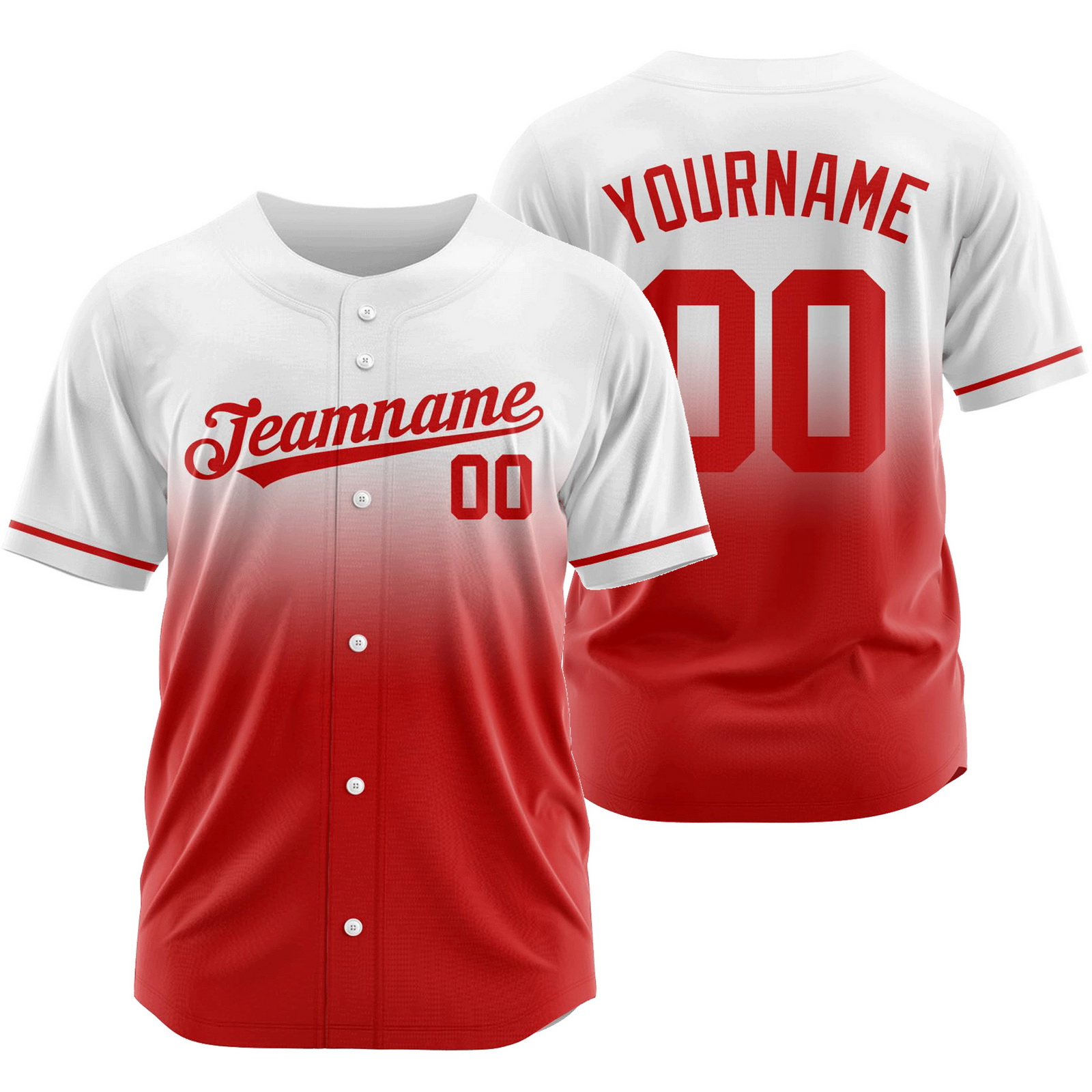 Custom White Red Gradient Baseball Jersey Game Day Shirt