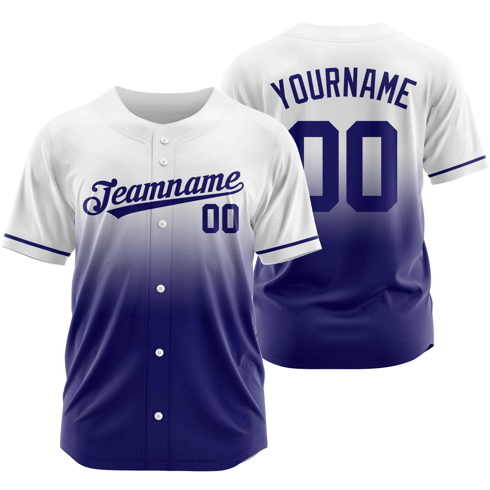 Custom White Blue M Gradient Baseball Jersey Game Day Shirt