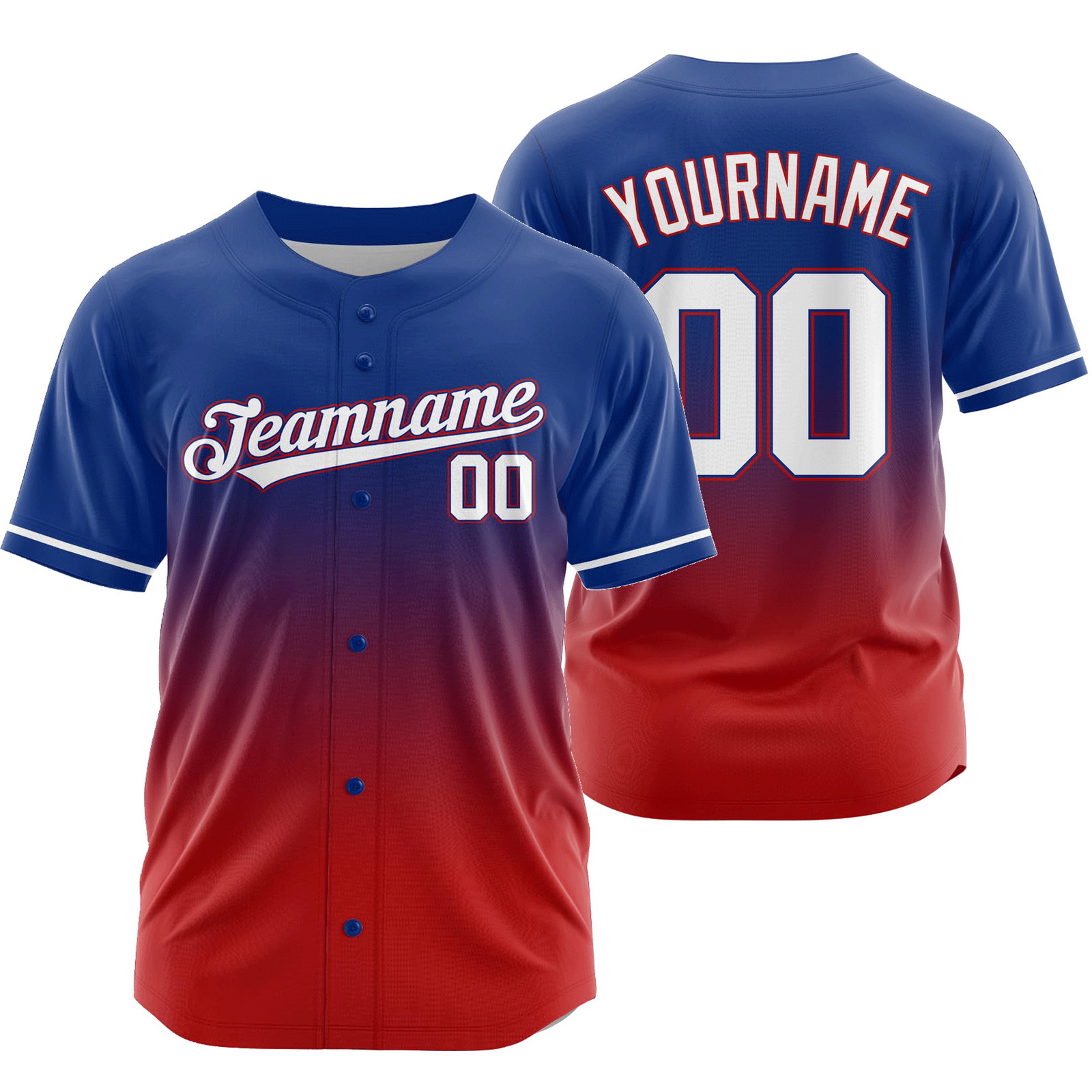 Custom Blue Red J Gradient Baseball Jersey Game Day Shirt