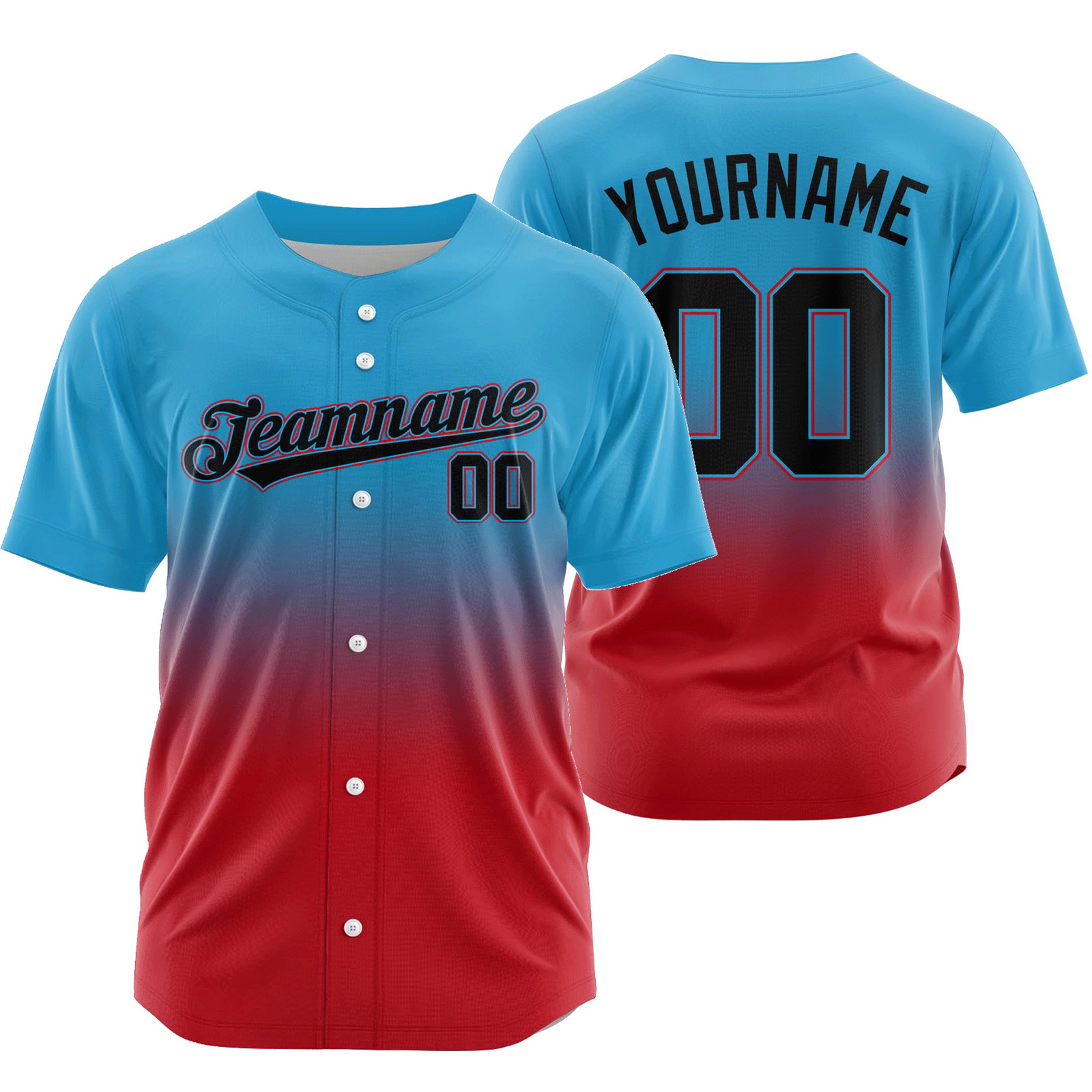 Custom Blue Red H Gradient Baseball Jersey Game Day Shirt