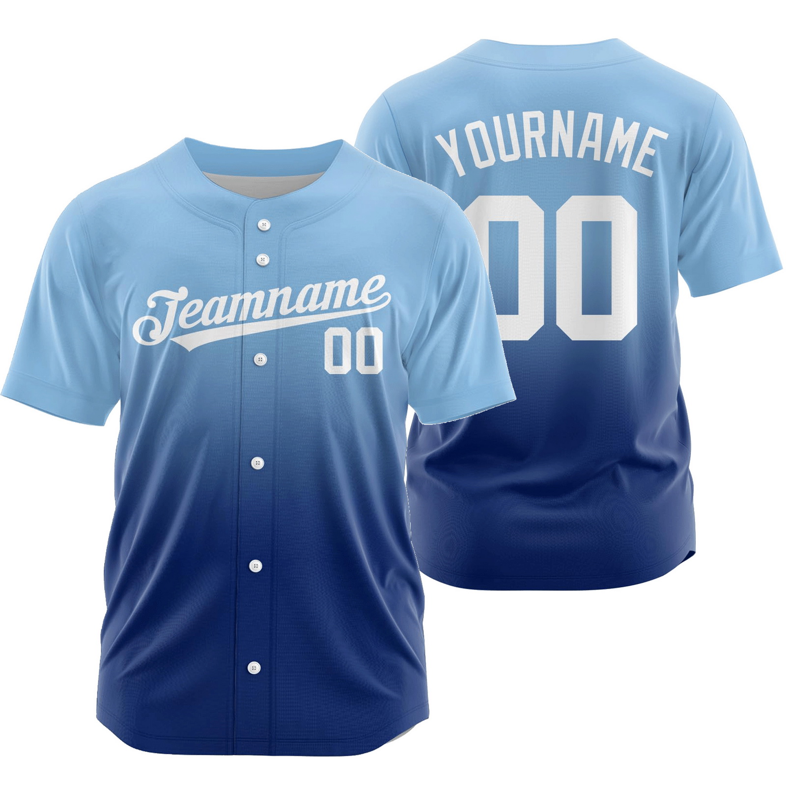 Custom Blue Blue E Gradient Baseball Jersey Game Day Shirt