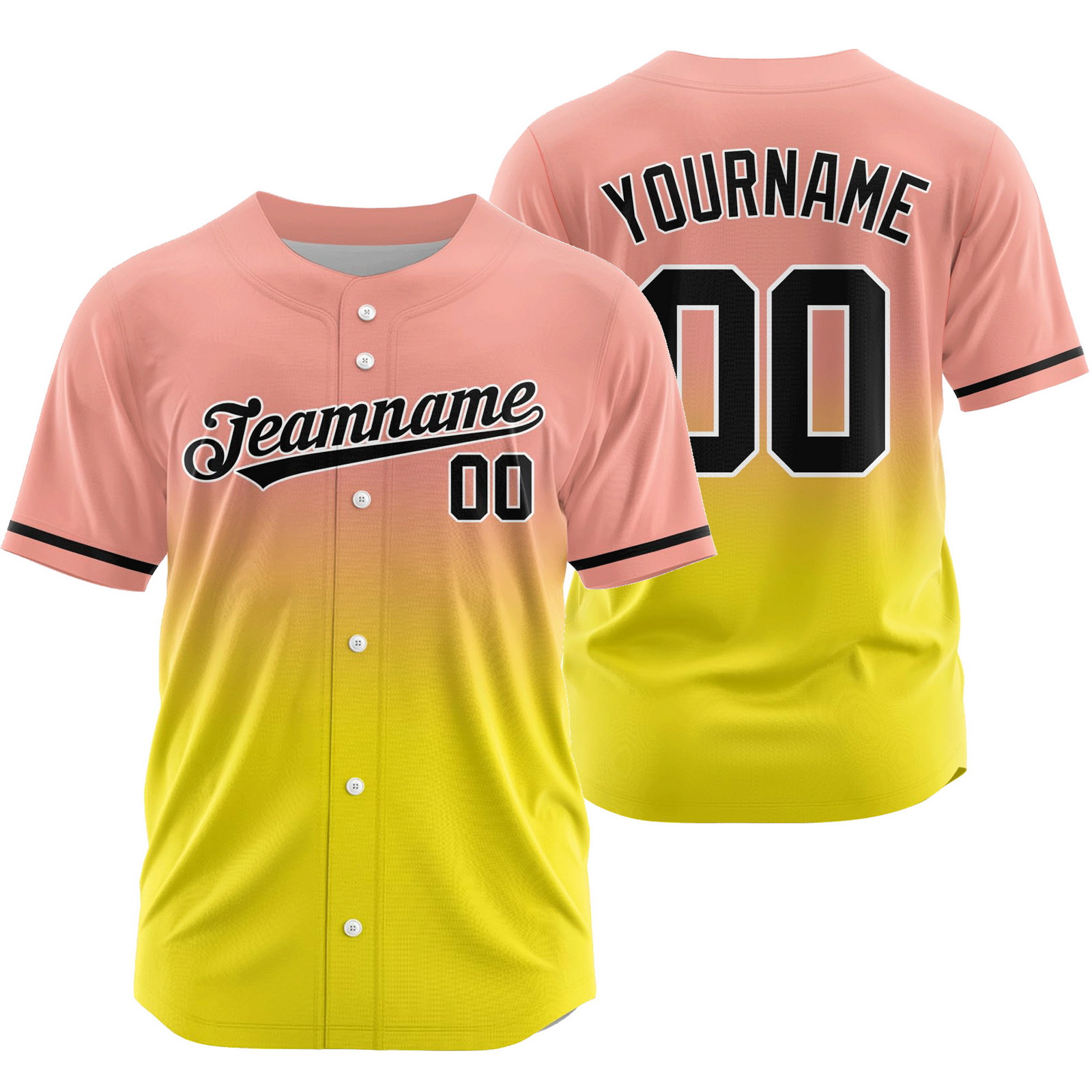 Custom Rose Yellow Gradient Baseball Jersey Game Day Shirt