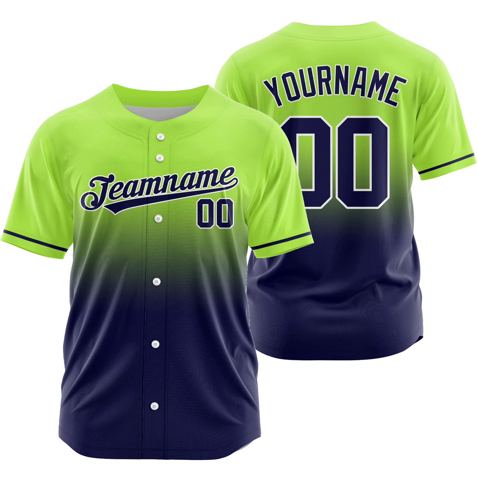 Custom Green Navy Gradient Baseball Jersey Game Day Shirt