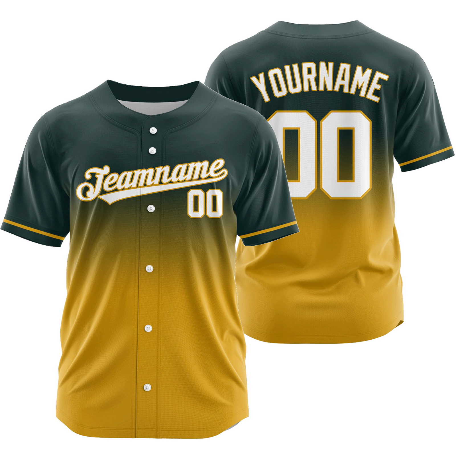 Custom Green Yellow Gradient Baseball Jersey Game Day Shirt
