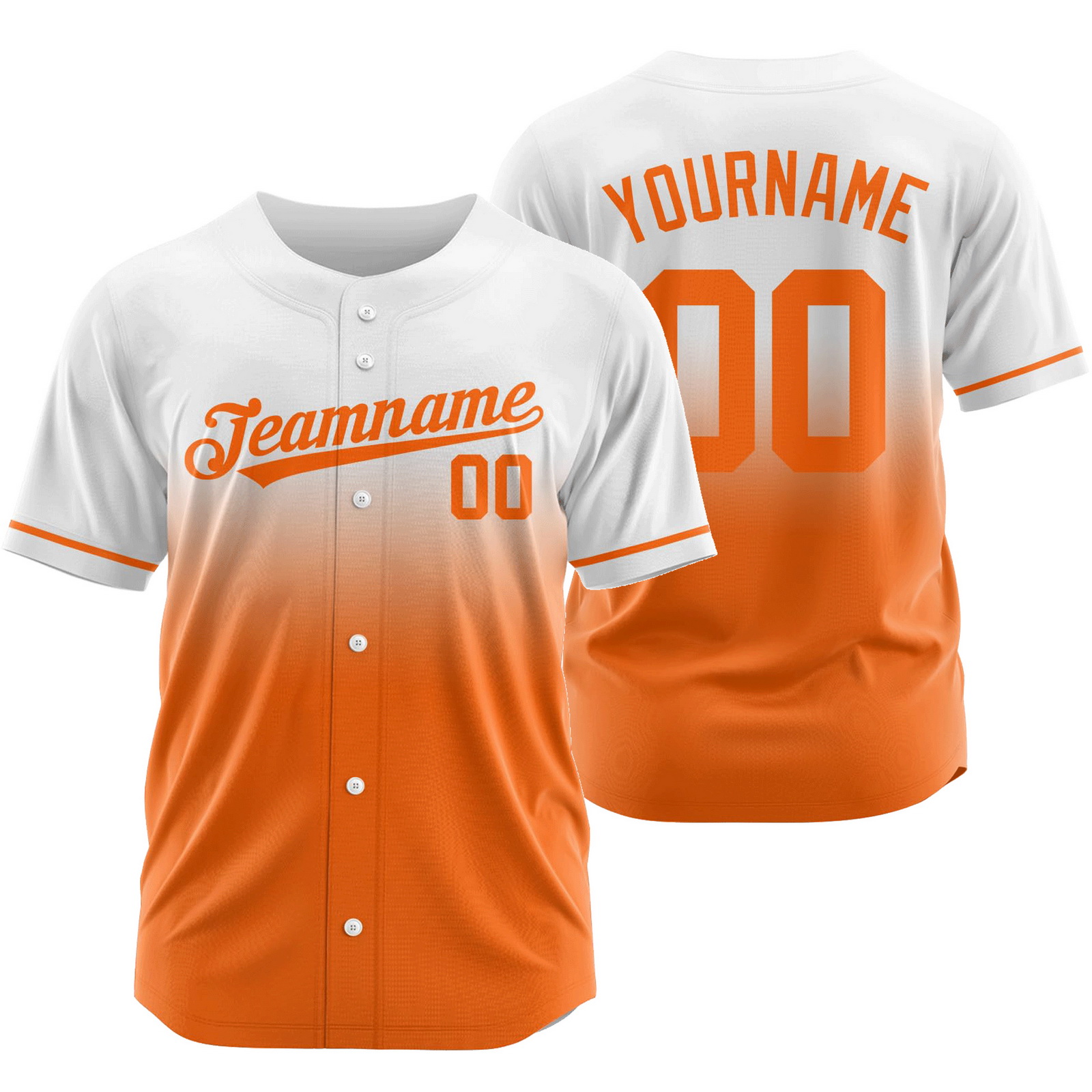 Custom White Orange Gradient Baseball Jersey Game Day Shirt