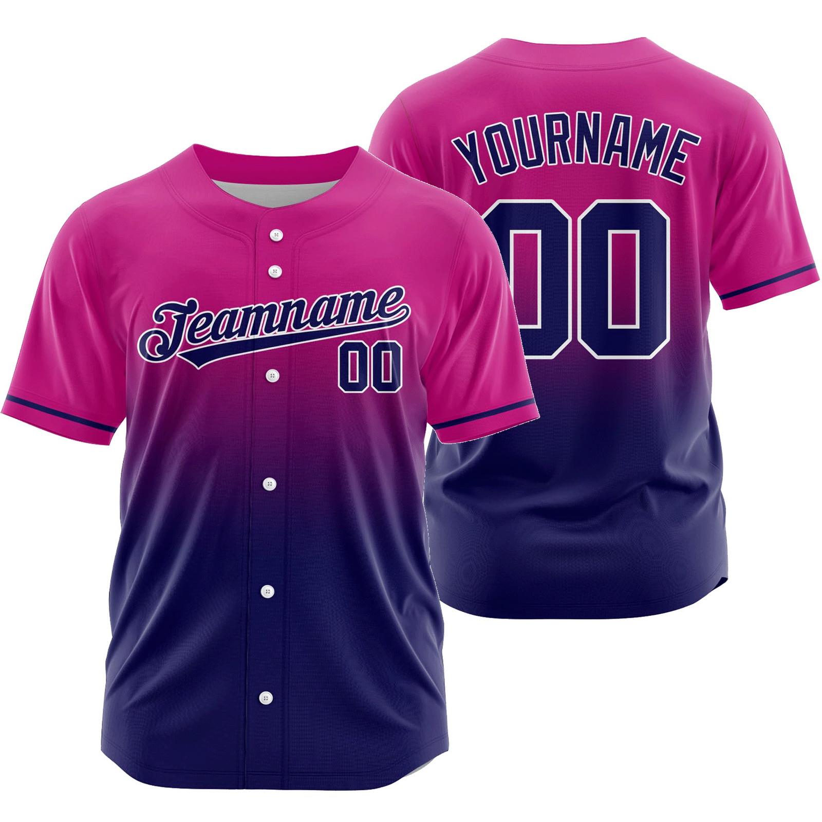 Custom Purple Navy Gradient Baseball Jersey Game Day Shirt