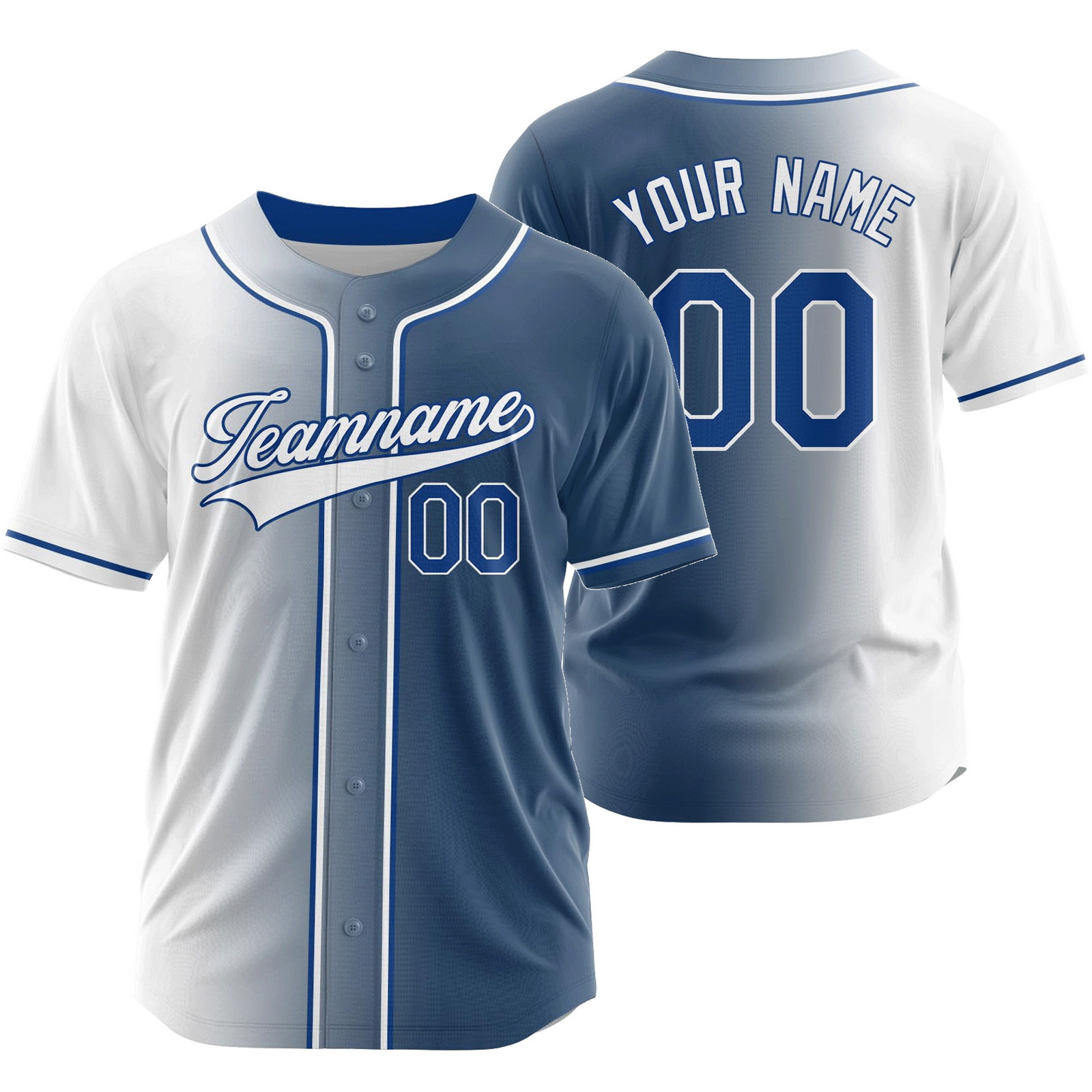 Custom White Blue D Gradient Baseball Jersey Fashion Shirt