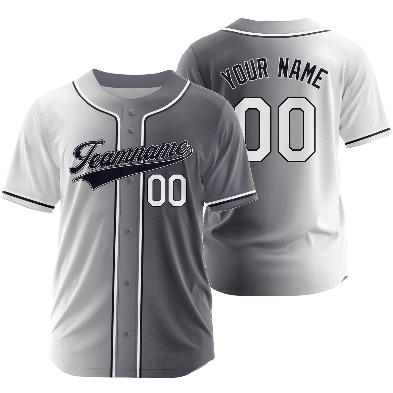 Custom White Grey Gradient Baseball Jersey Fashion Shirt
