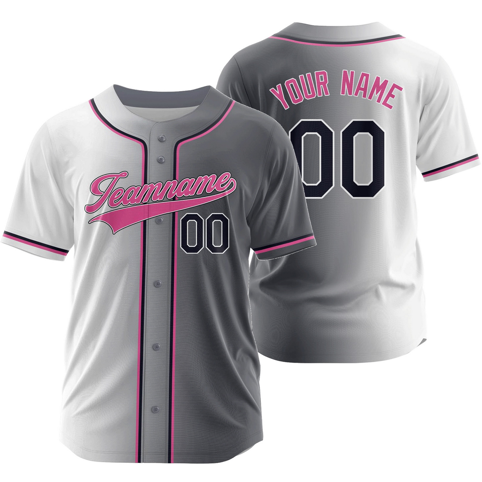 Custom White Gray Gradient Baseball Jersey Fashion Shirt