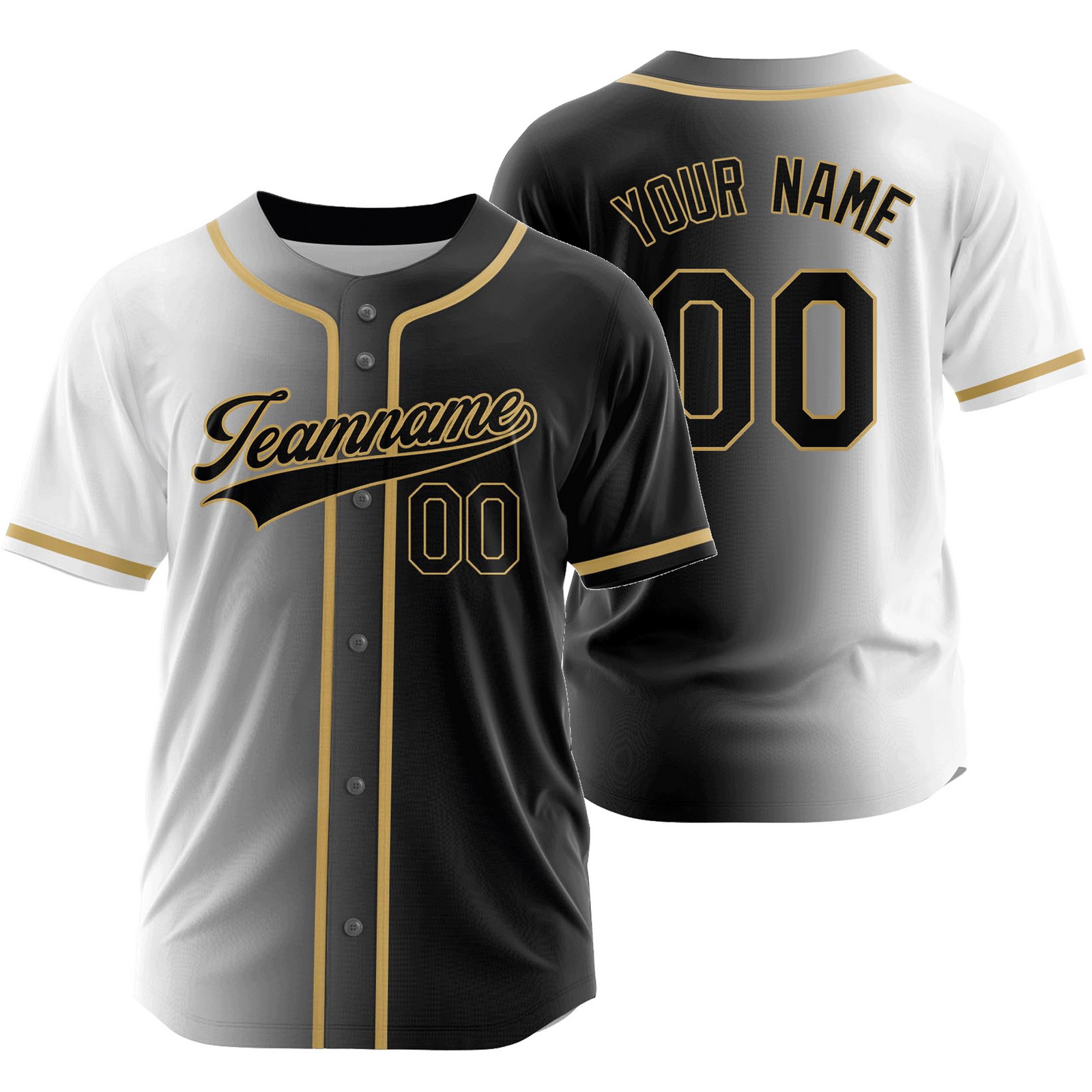 Custom White Black Gradient Baseball Jersey Fashion Shirt