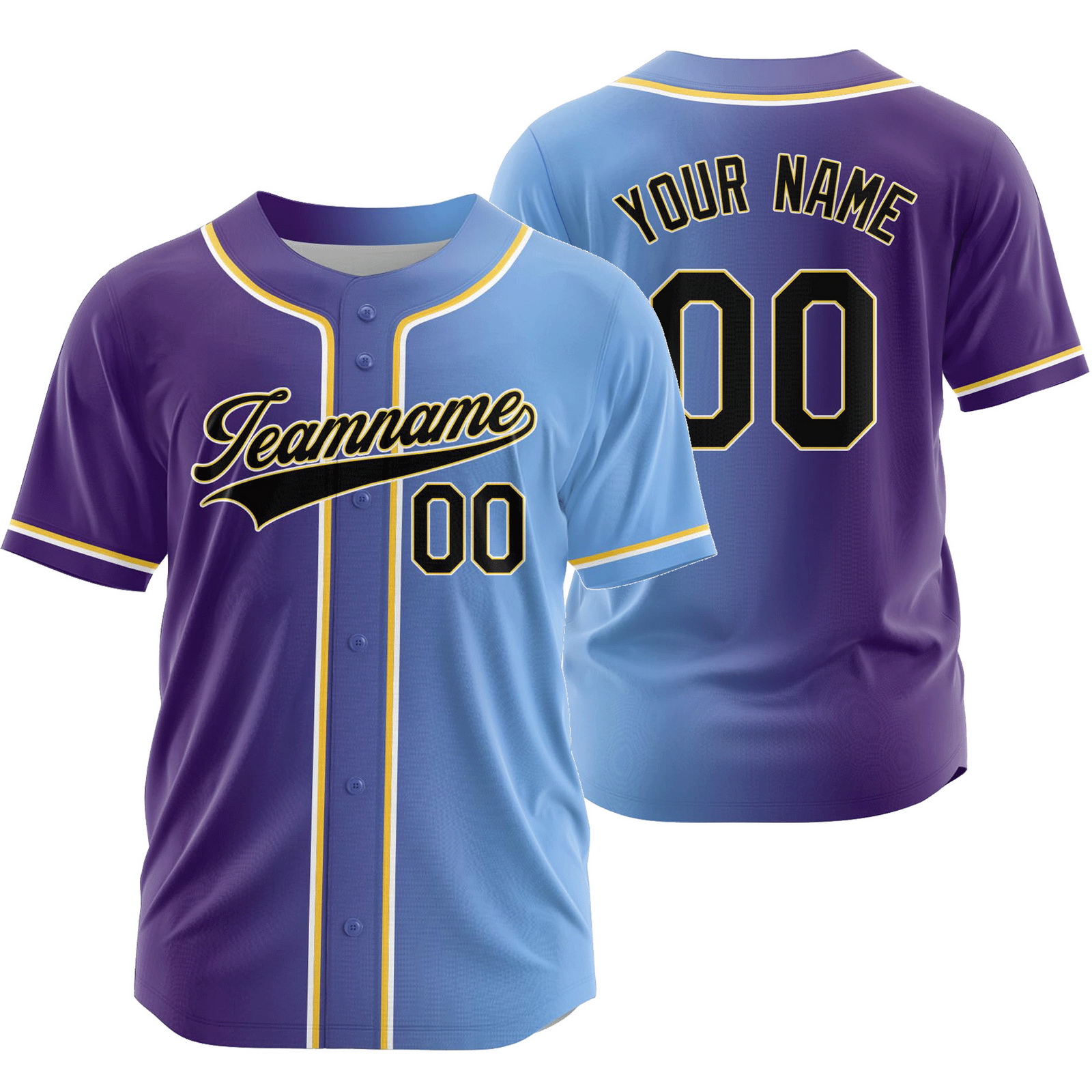 Custom Purple Blue Gradient Baseball Jersey Fashion Shirt
