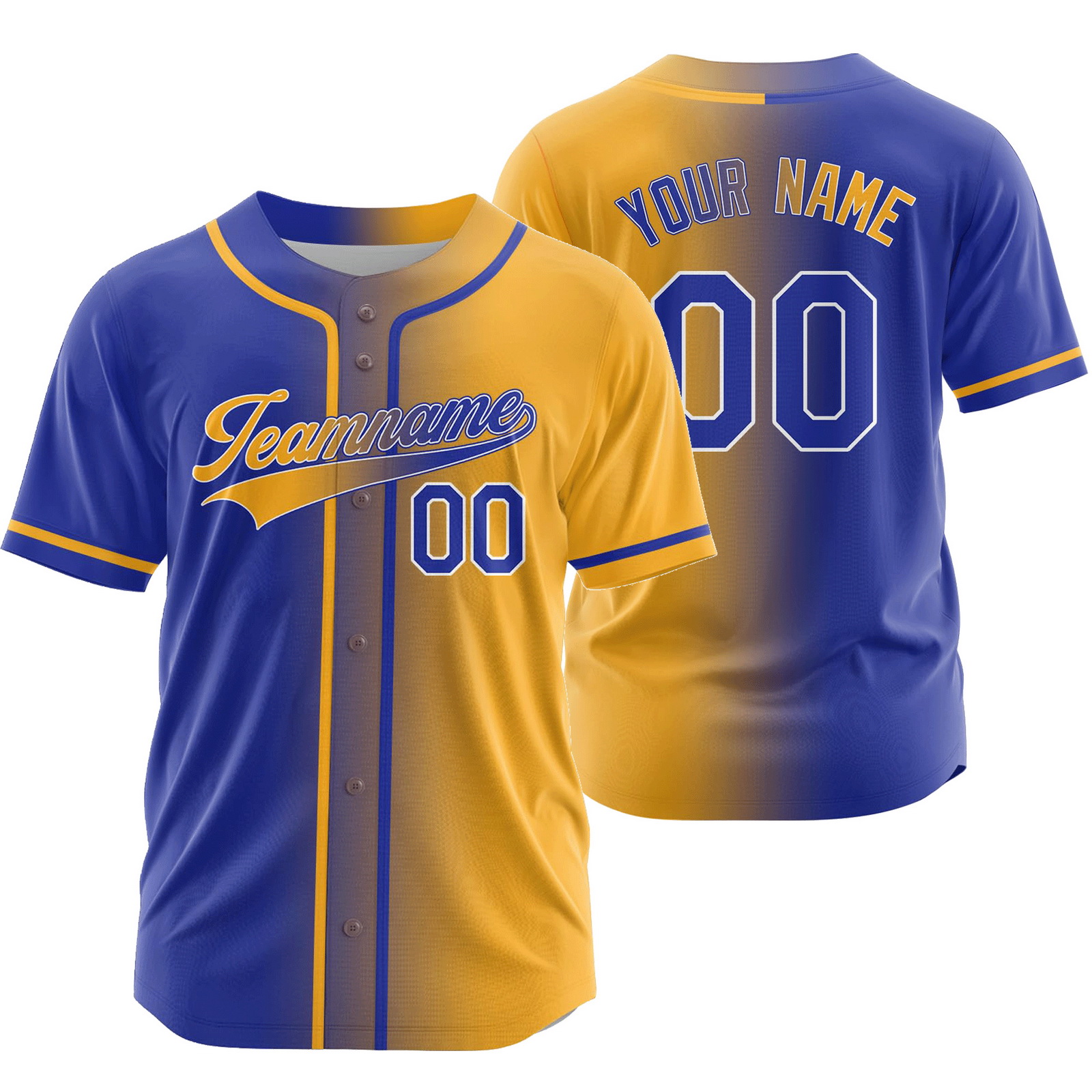 Custom Purple Gold Gradient Baseball Jersey Fashion Shirt