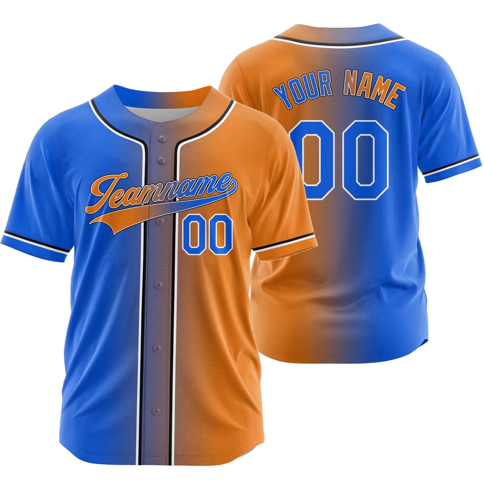 Custom Blue Yellow N Gradient Baseball Jersey Fashion Shirt