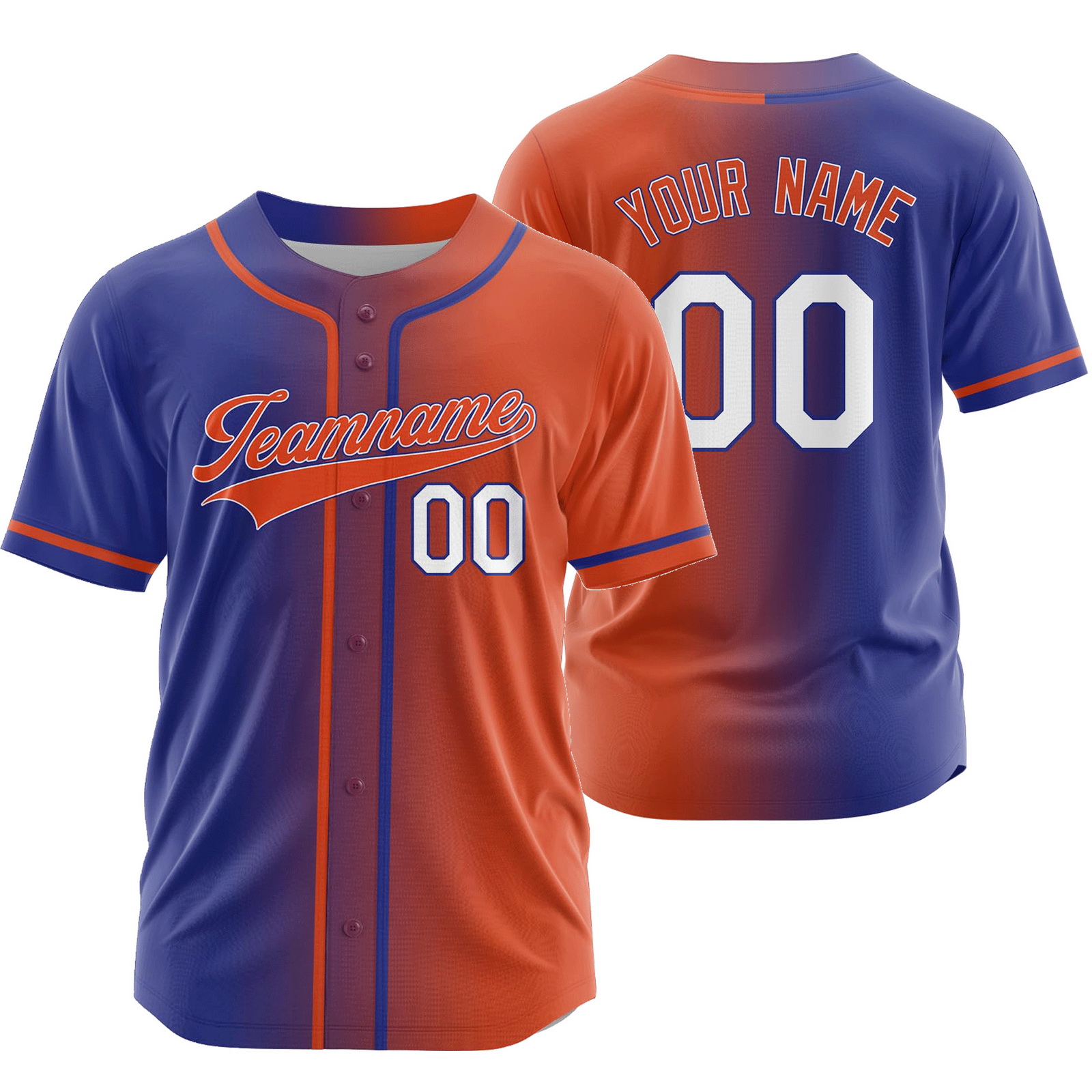 Custom Blue Orange Gradient Baseball Jersey Fashion Shirt