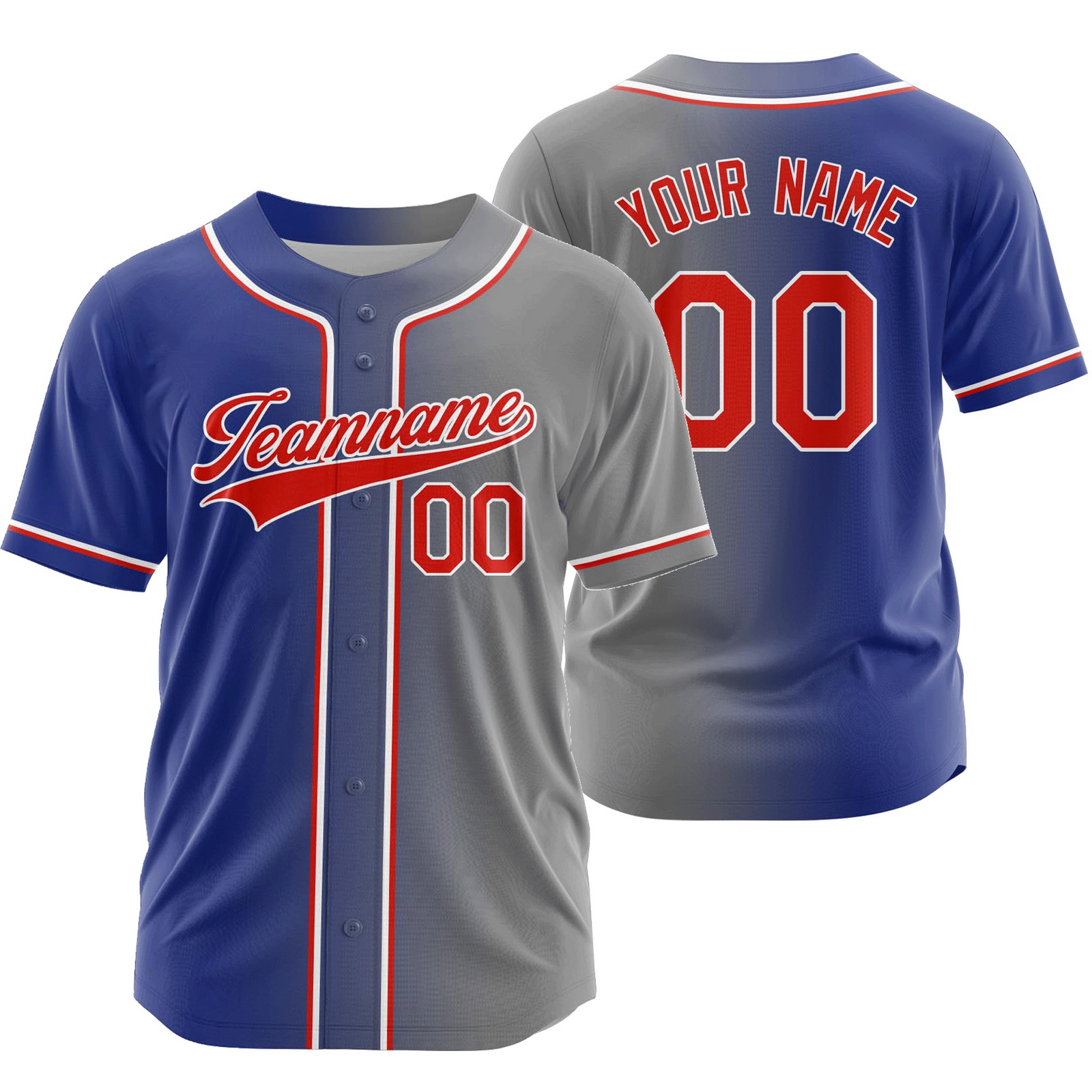 Custom Blue Grey Gradient Baseball Jersey Fashion Shirt