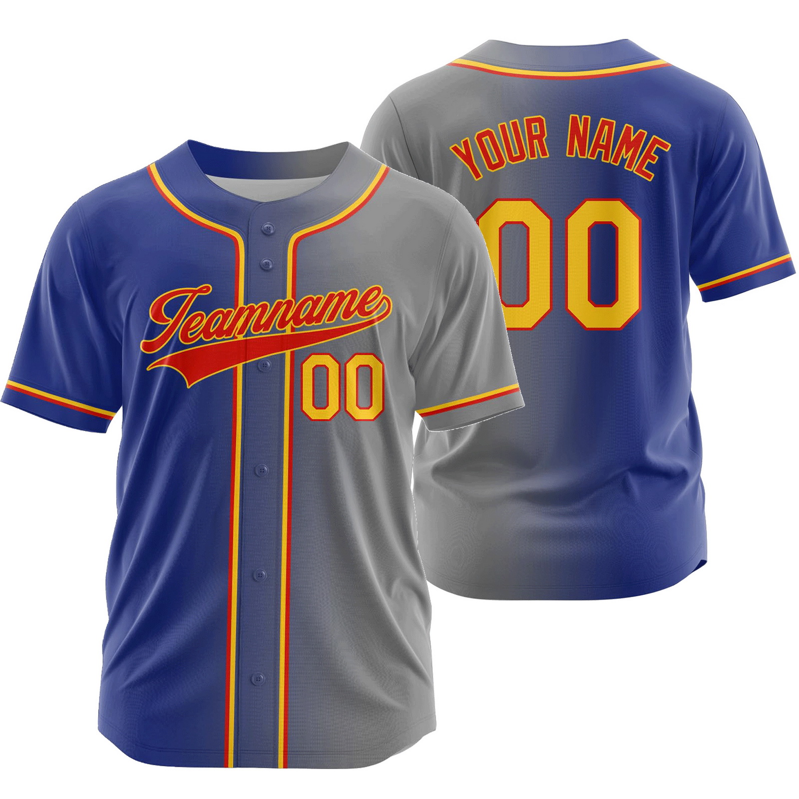 Custom Blue Gray Gradient Baseball Jersey Fashion Shirt