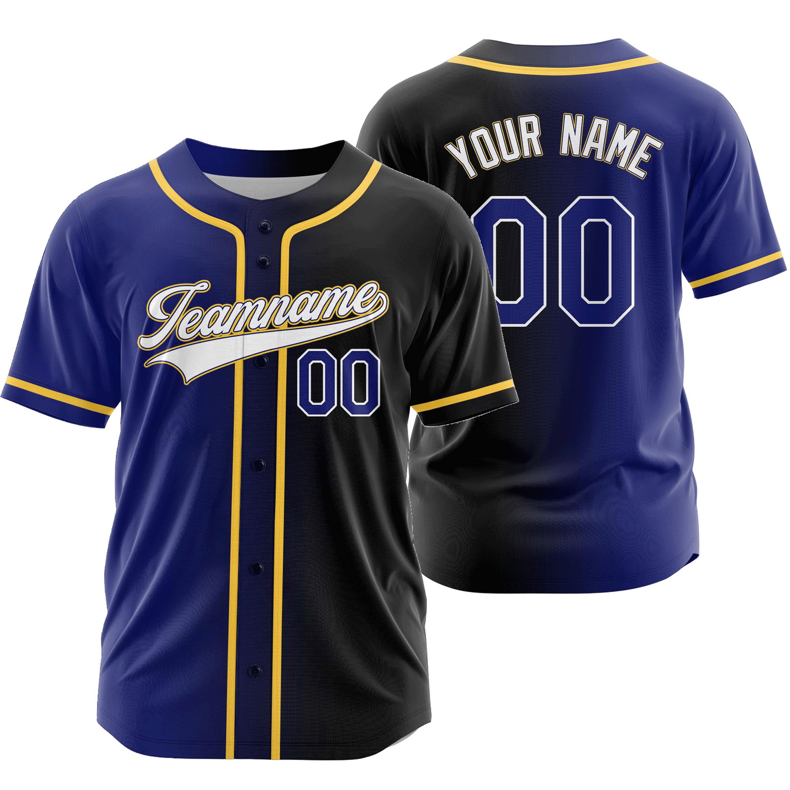Custom Purple Black Gradient Baseball Jersey Fashion Shirt