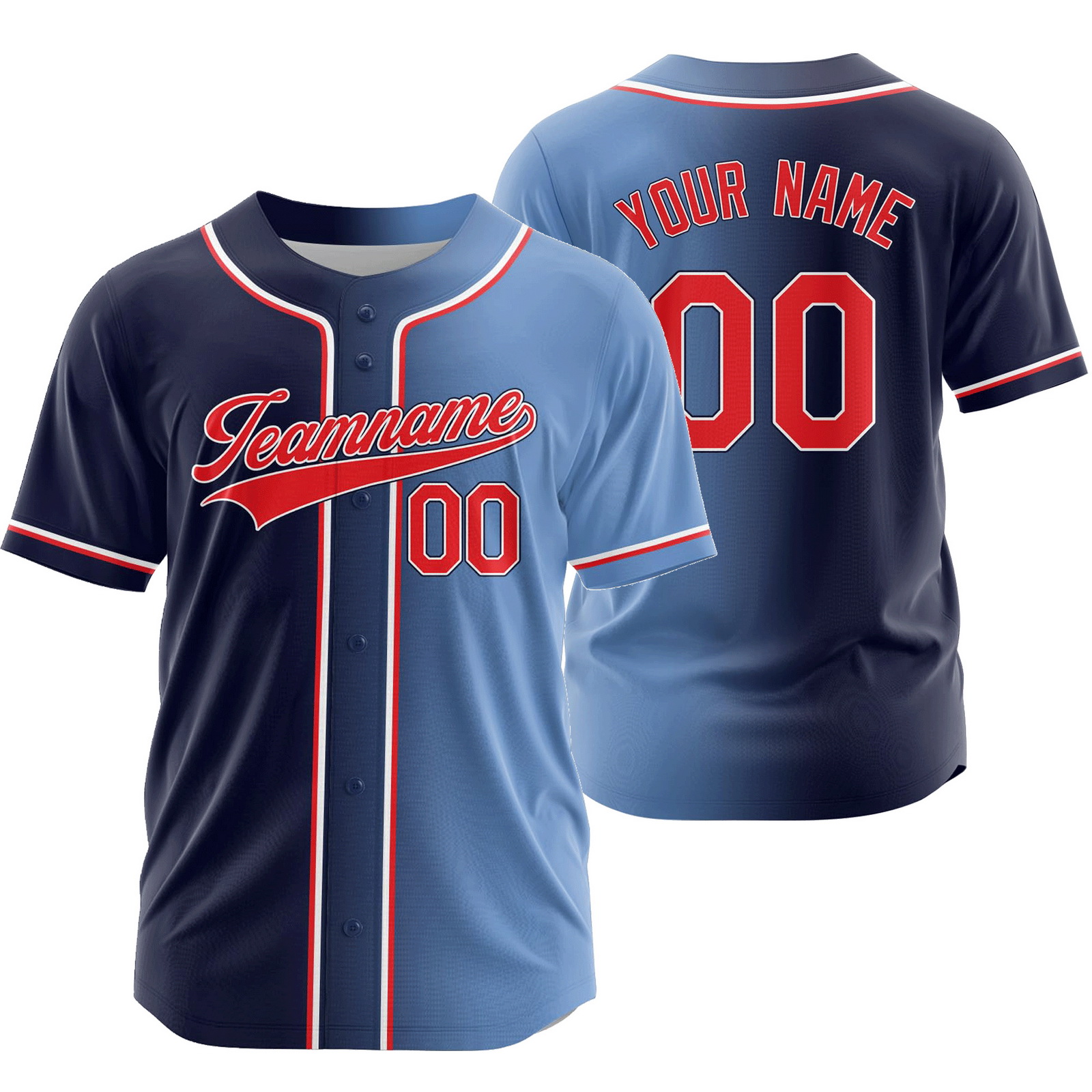 Custom Navy Blue Gradient Baseball Jersey Fashion Shirt