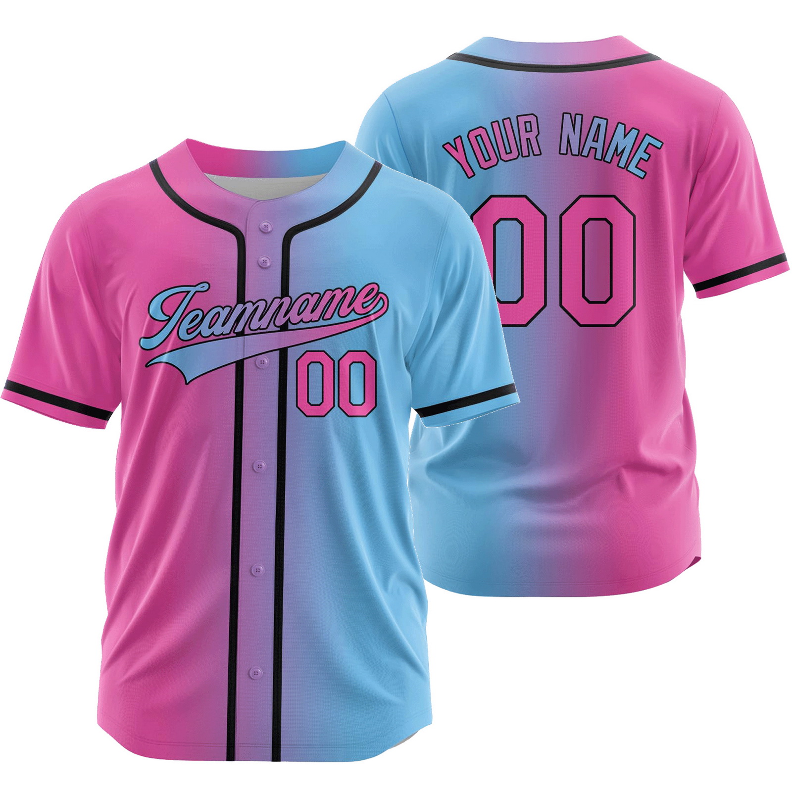 Custom Pink Blue Gradient Baseball Jersey Fashion Shirt
