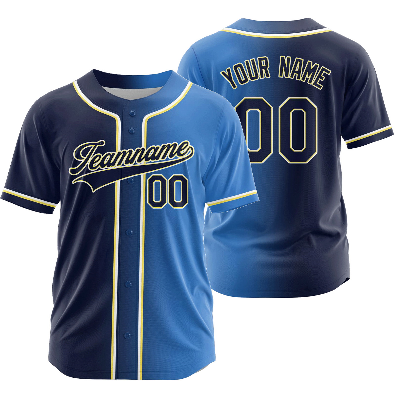 Custom Gray Blue Gradient Baseball Jersey Fashion Shirt